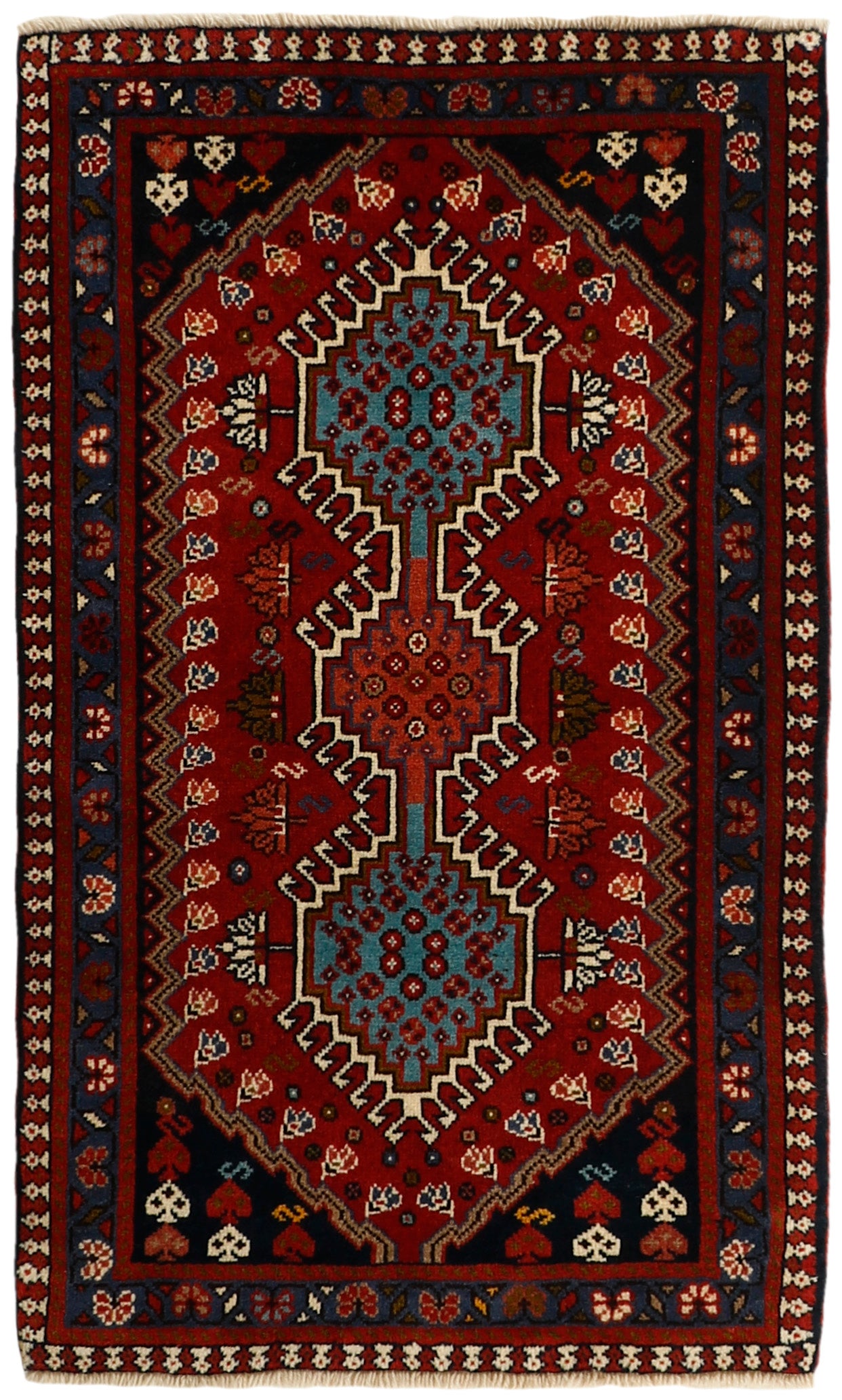 red authentic persian rug with a traditional design
