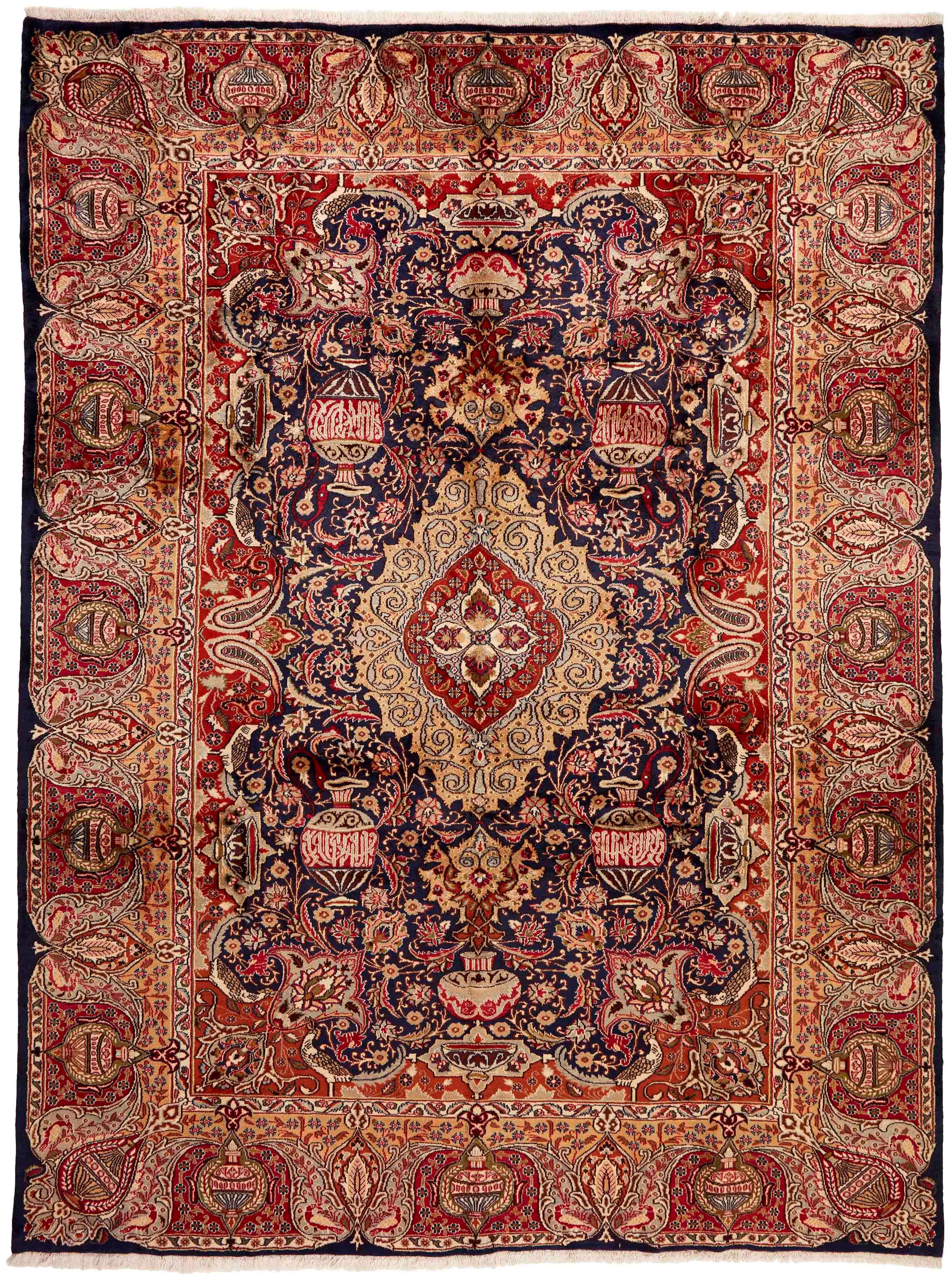 Authentic persian rug with a traditional floral design in red