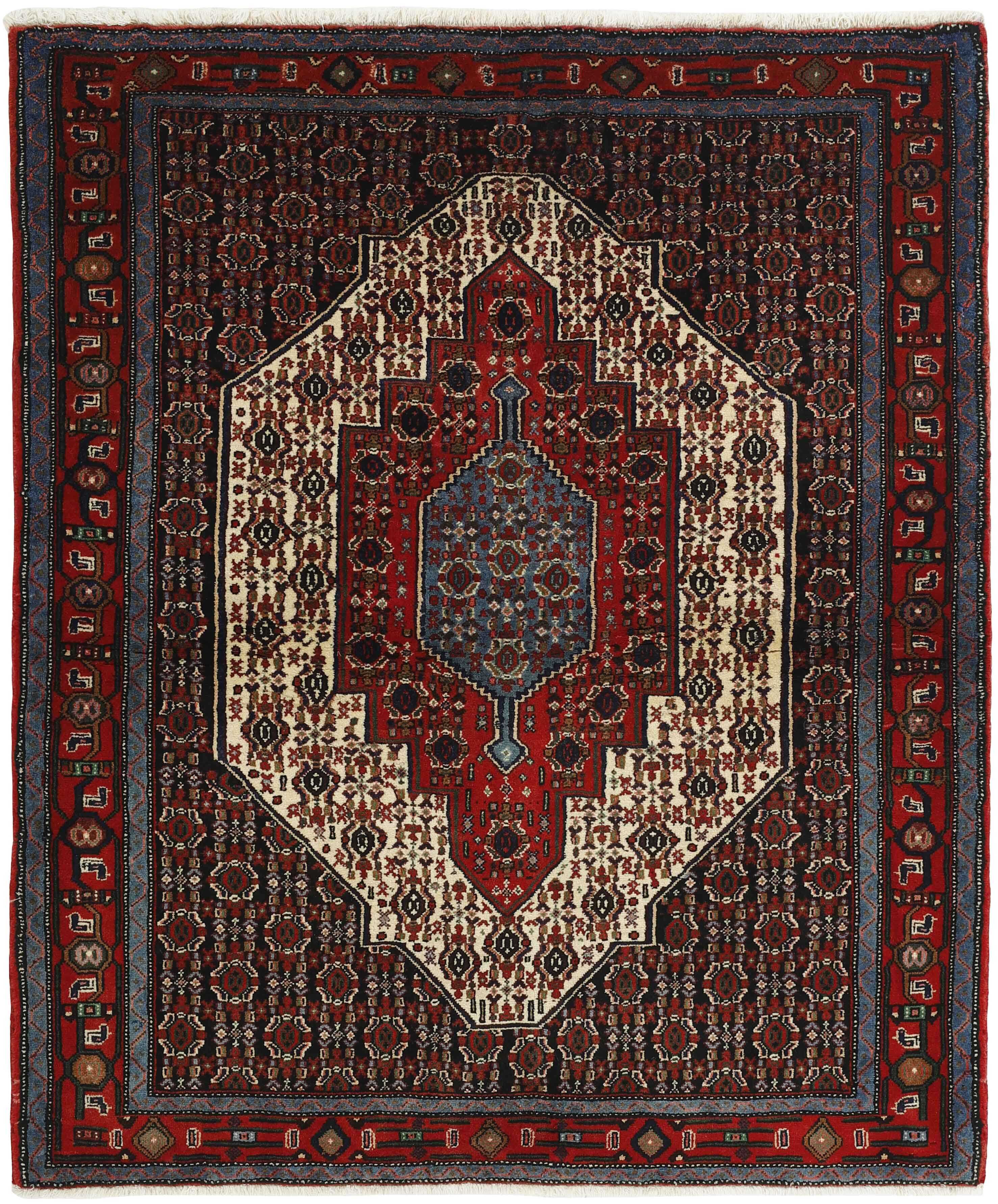 authentic persian rug with a traditional geometric design in multicolour