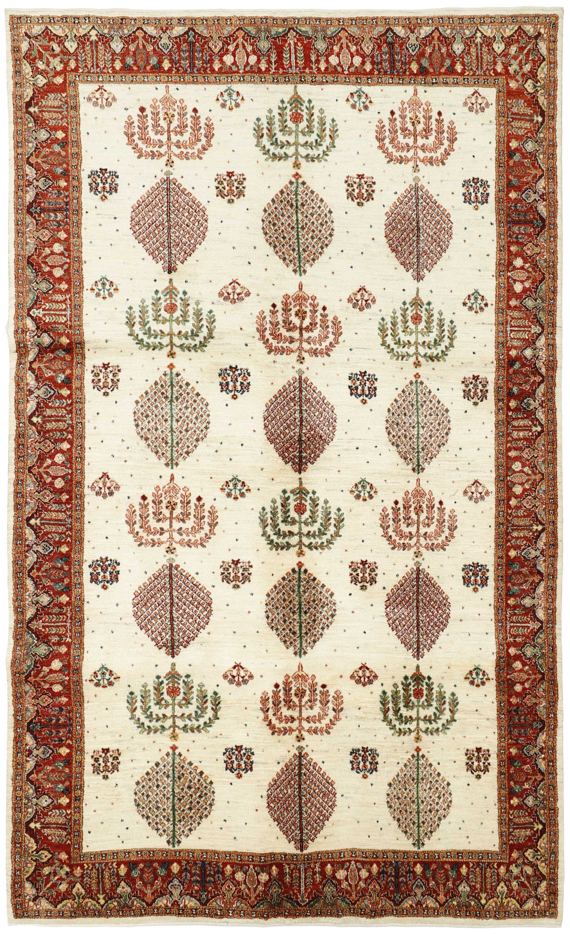 Authentic persian rug with a traditional tribal design in multicolour