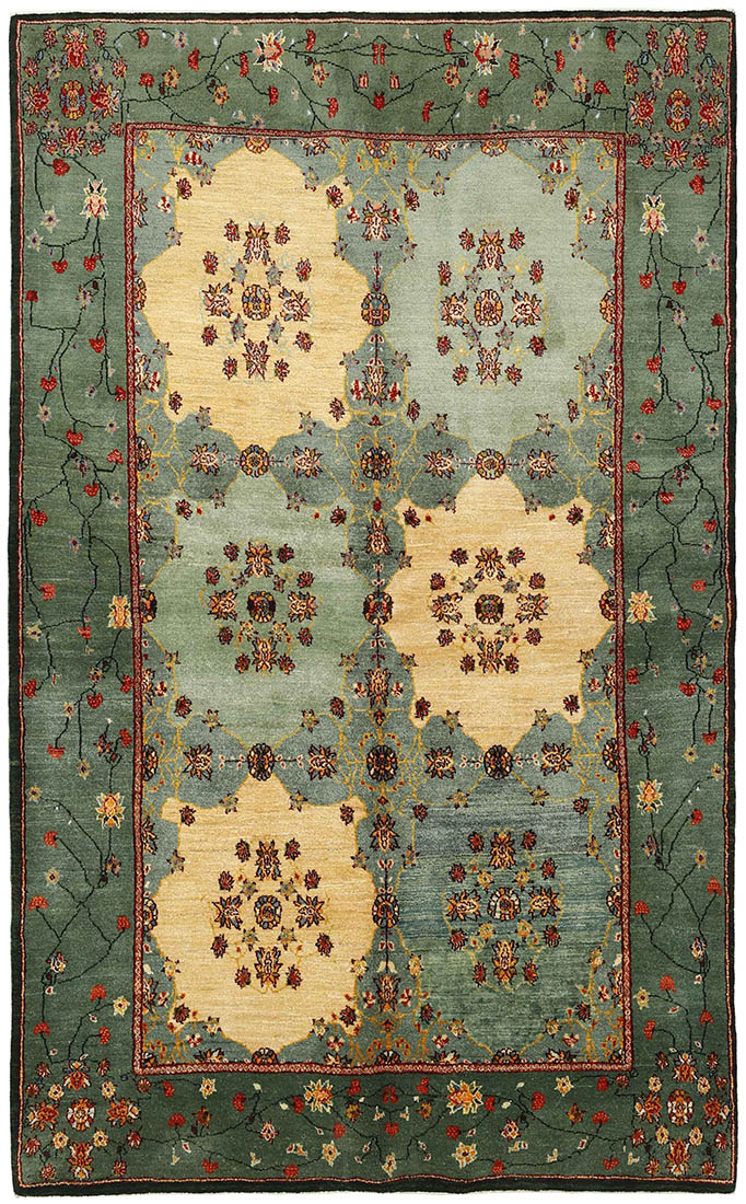 multicoloured Persian rug with tribal geometric design
