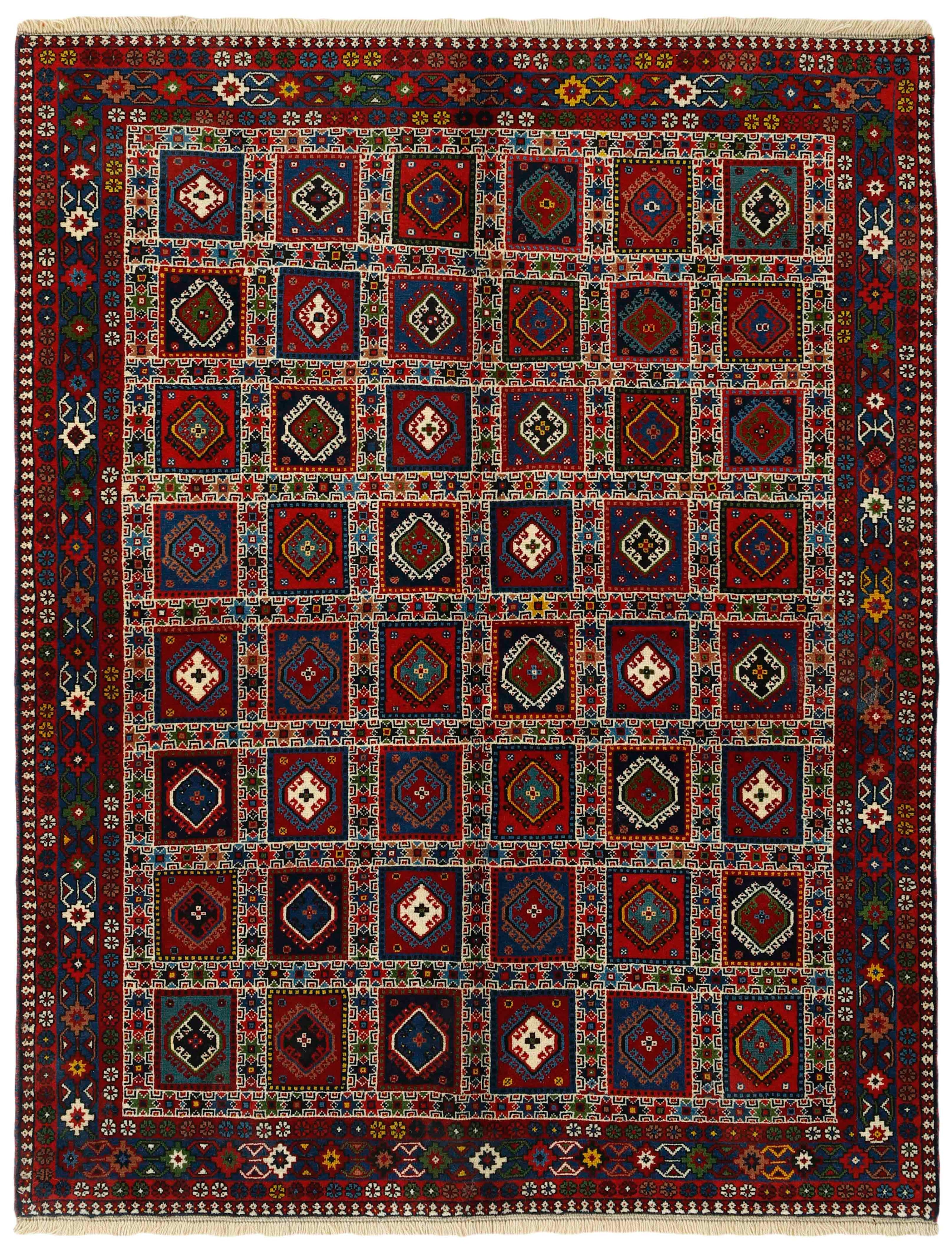 red authentic persian rug with a traditional design