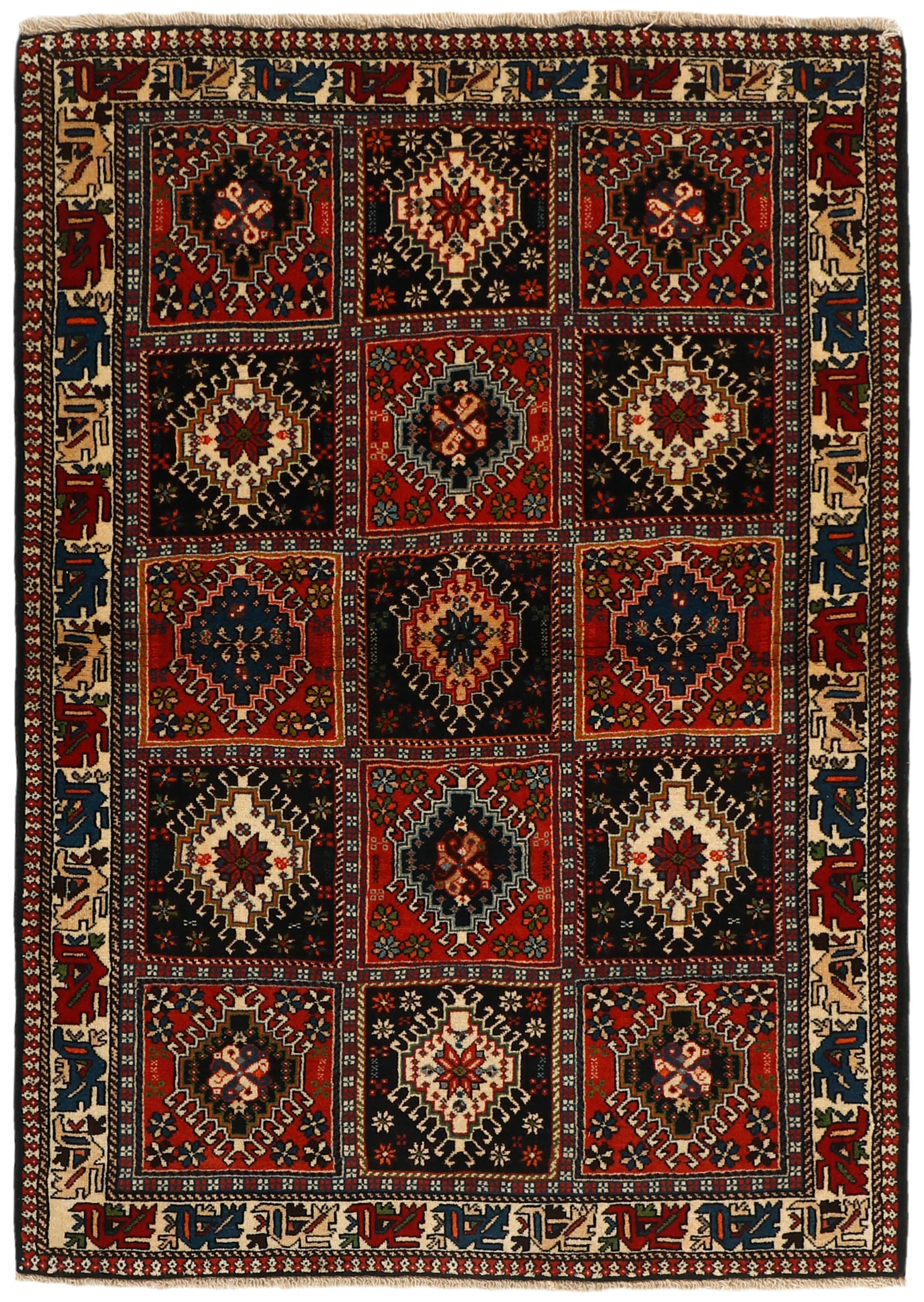 multicolour authentic persian rug with a traditional design