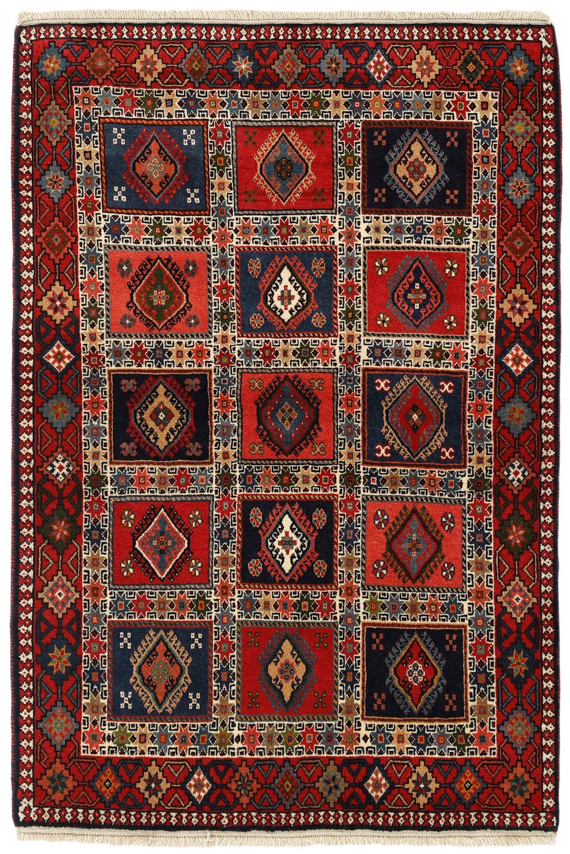 red authentic persian rug with a traditional design