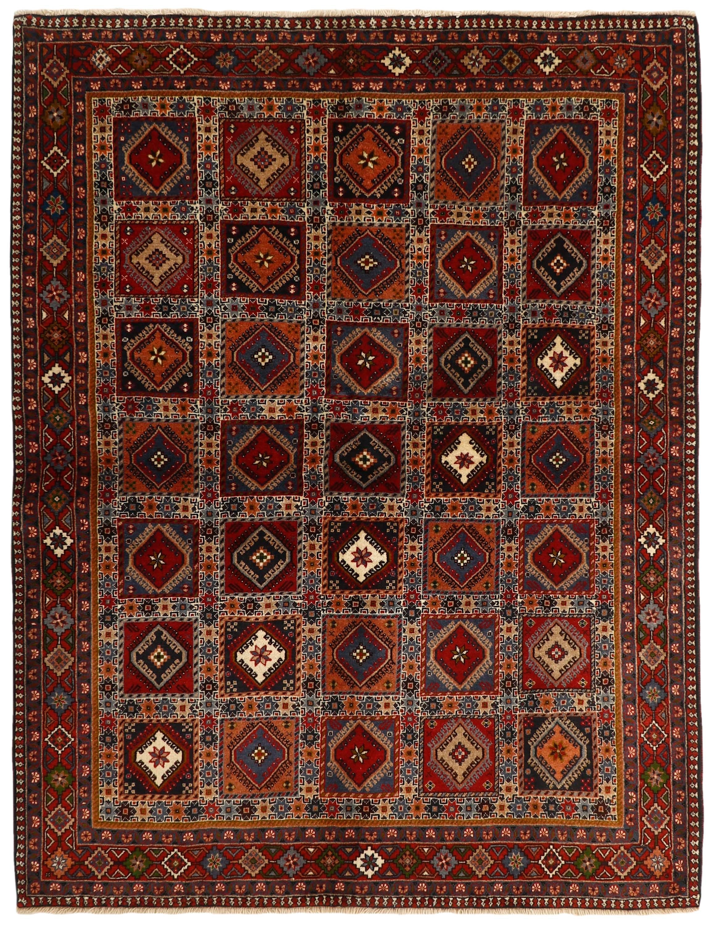 red authentic persian rug with a traditional design