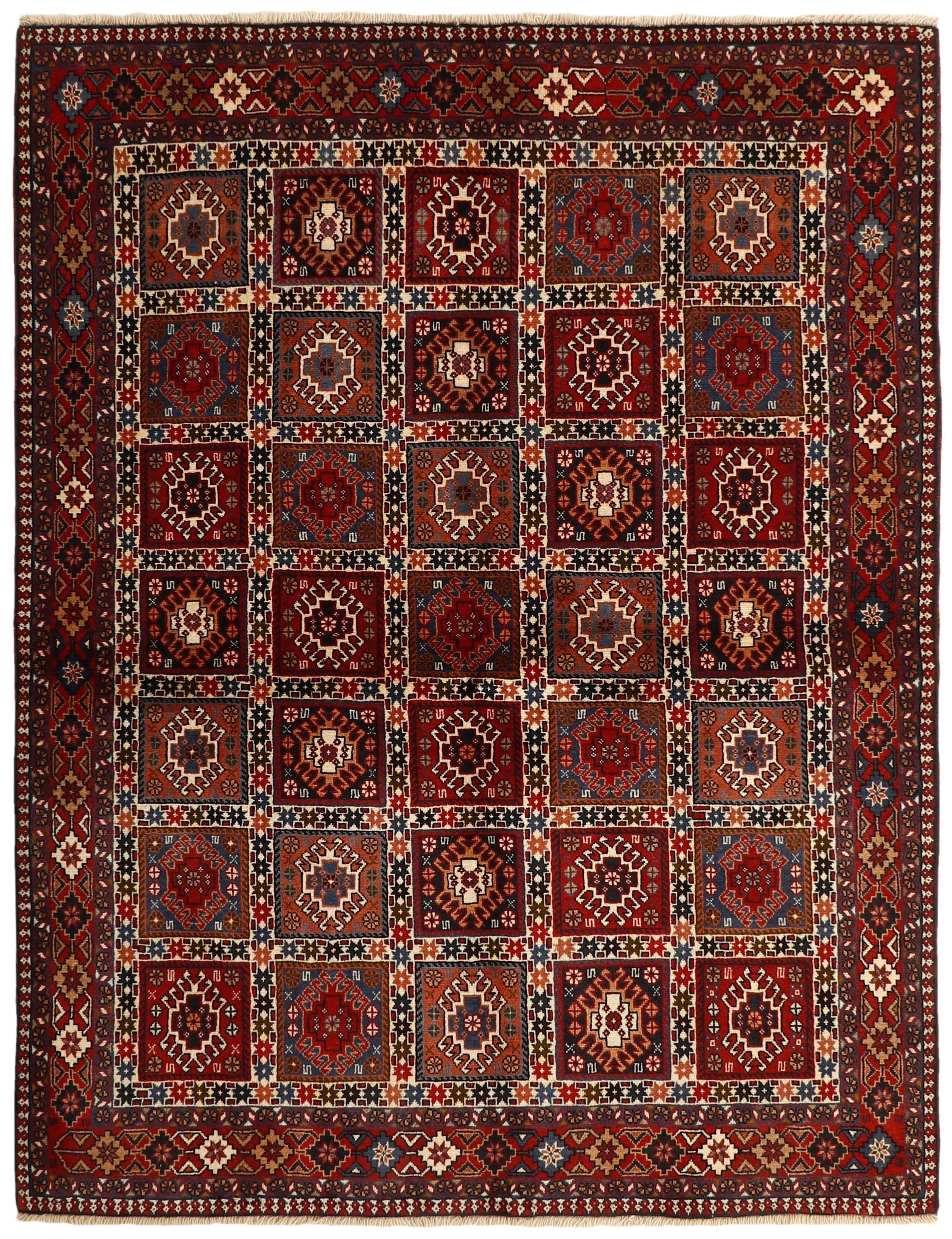 red authentic persian rug with a traditional design