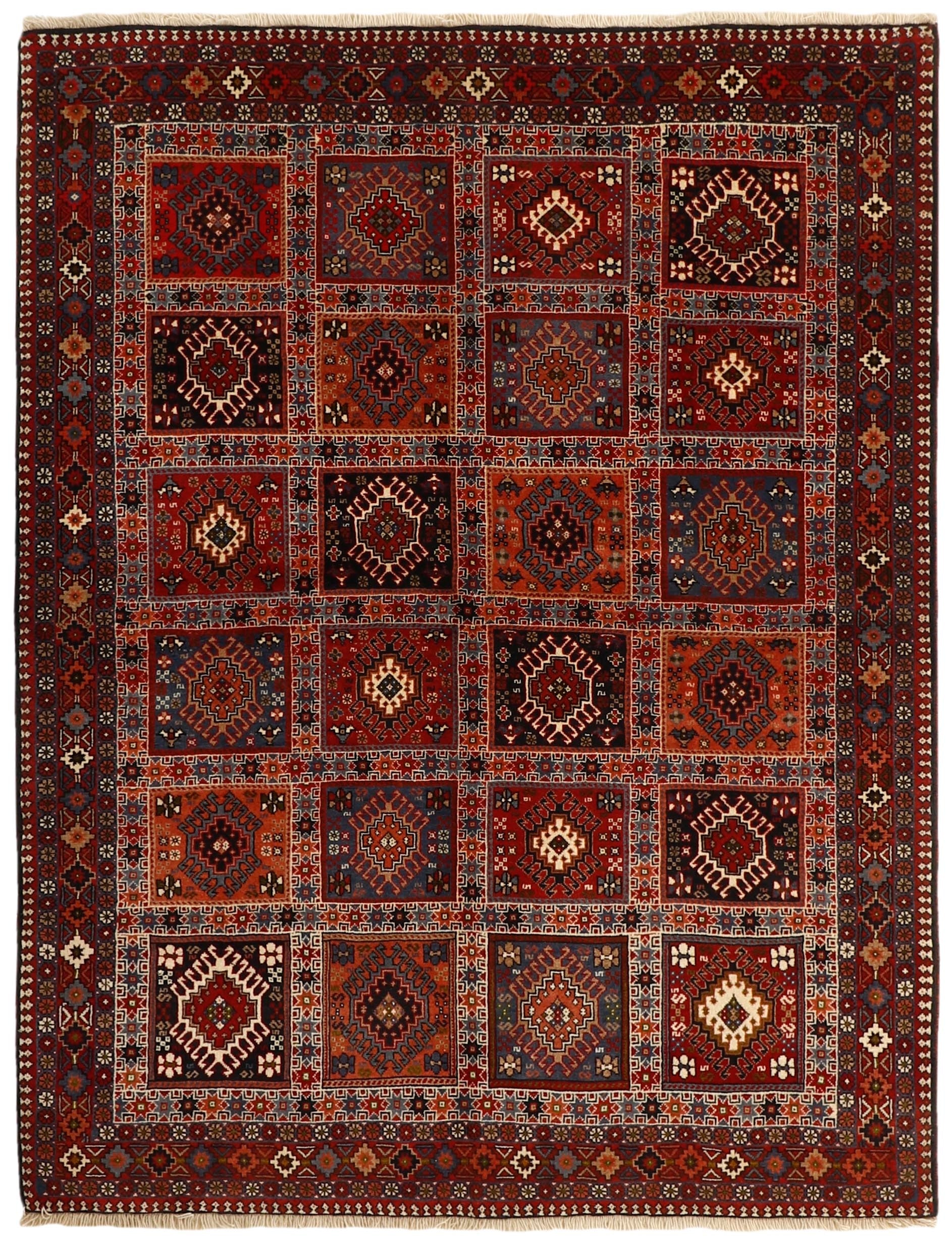 red authentic persian rug with a traditional design