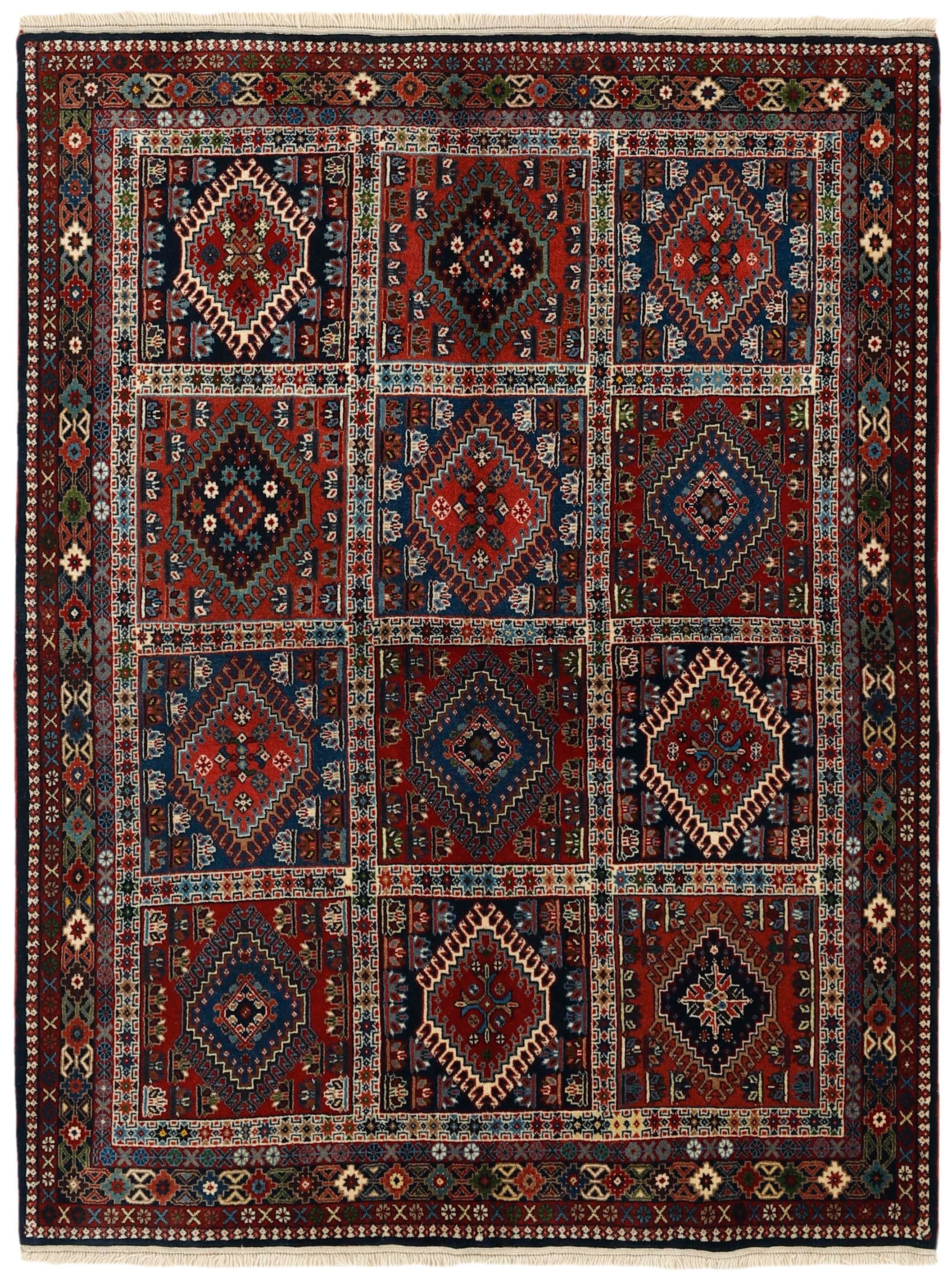 red authentic persian rug with a traditional design
