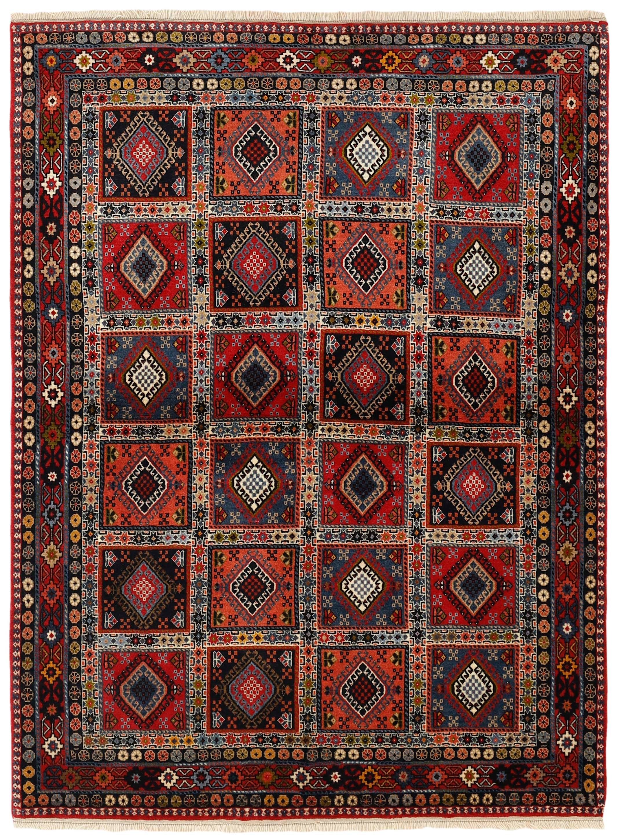 red authentic persian rug with a traditional design