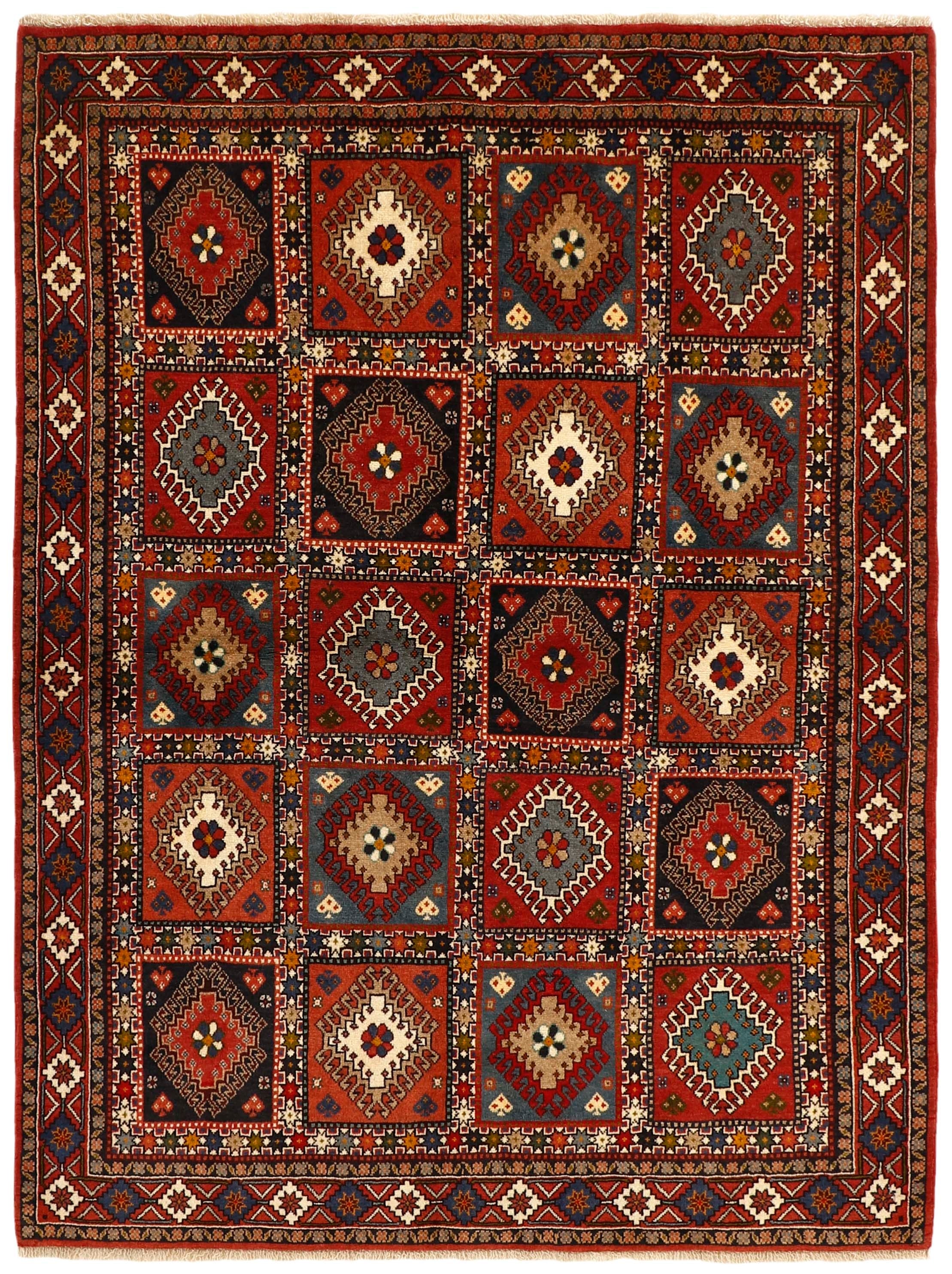 red authentic persian rug with a traditional design