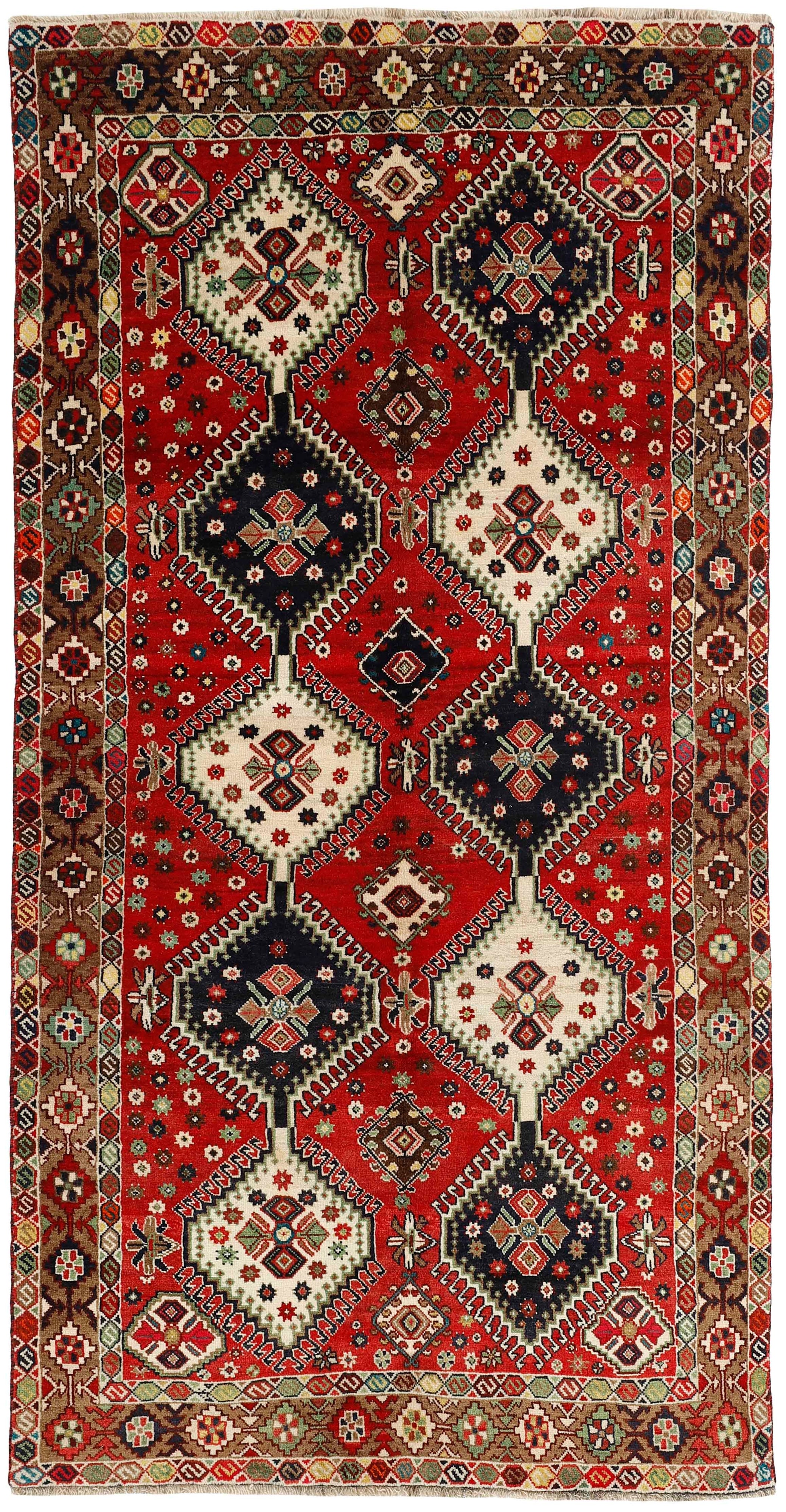 red and black persian rug with geometric design