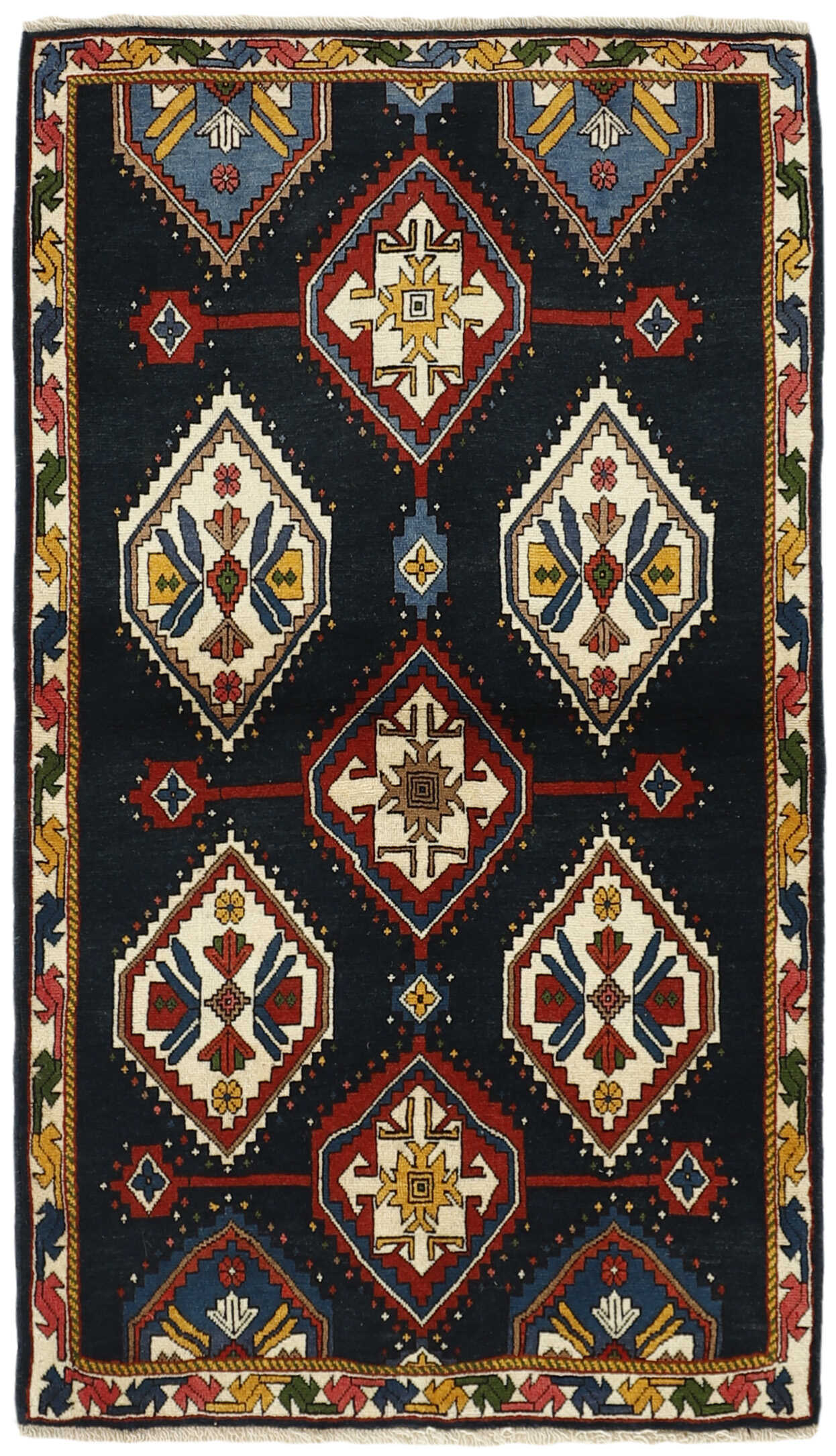 multicolour authentic persian rug with a traditional design