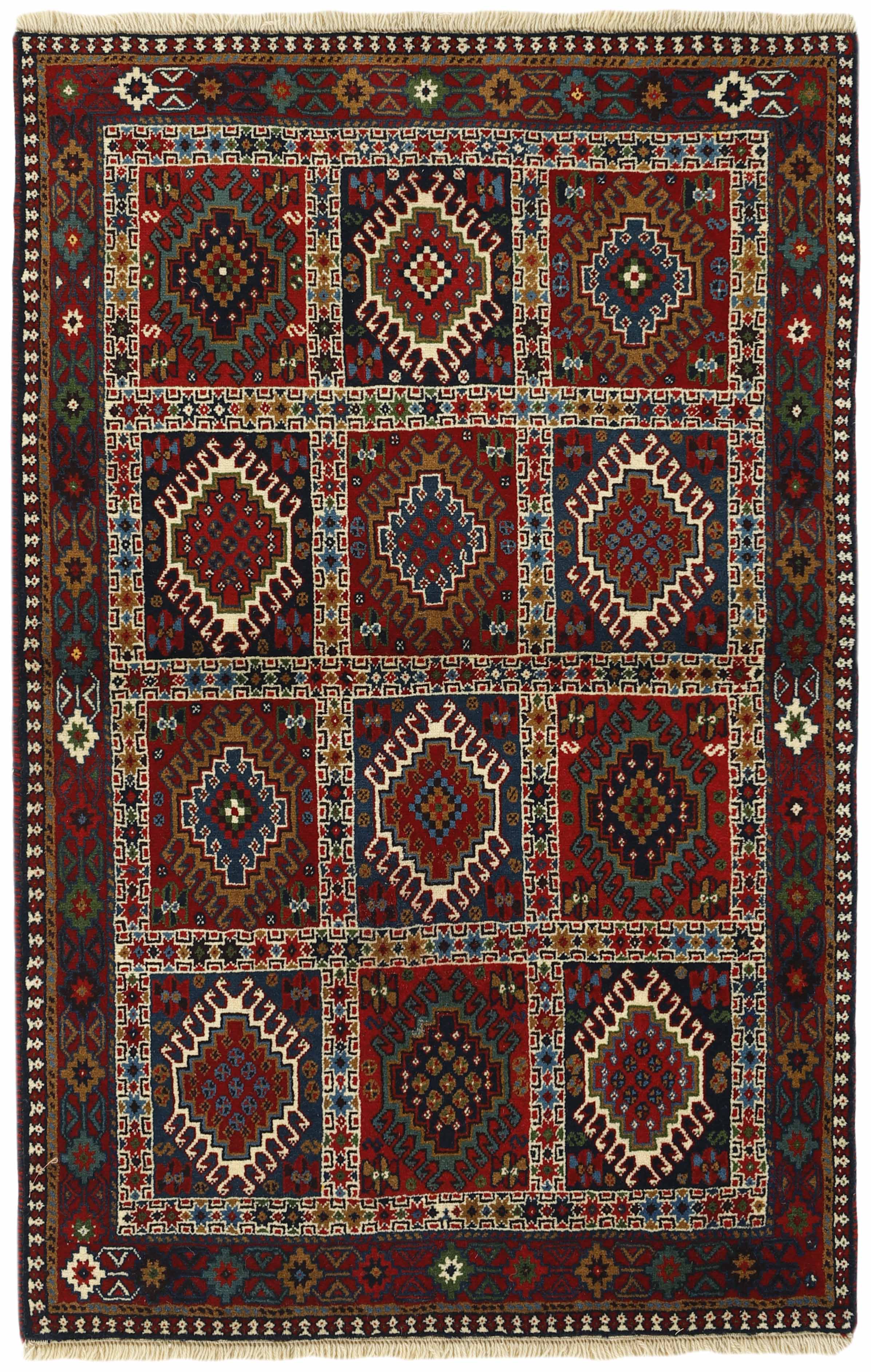 red authentic persian rug with a traditional design