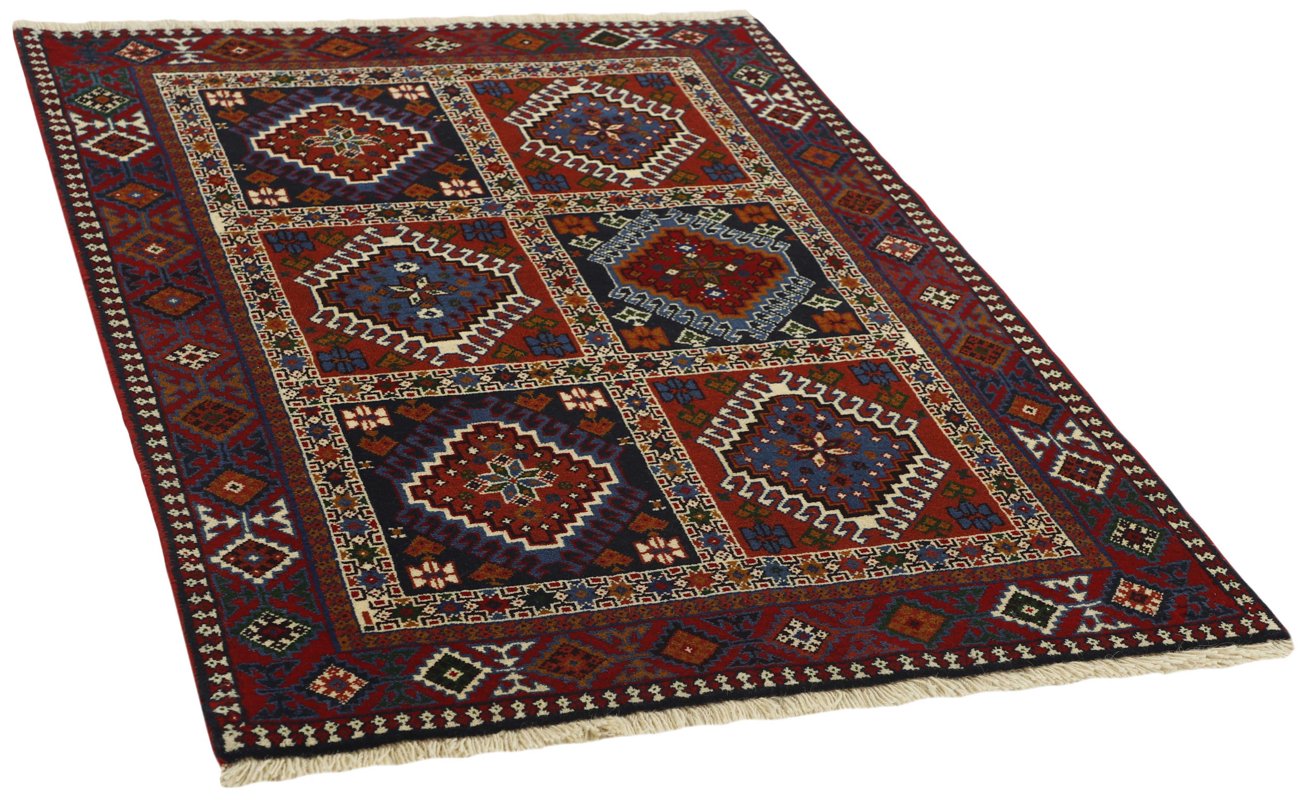 multicolour authentic persian rug with a traditional design