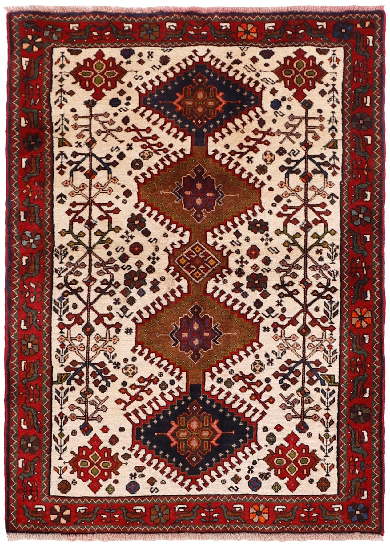 red and black persian rug with geometric design