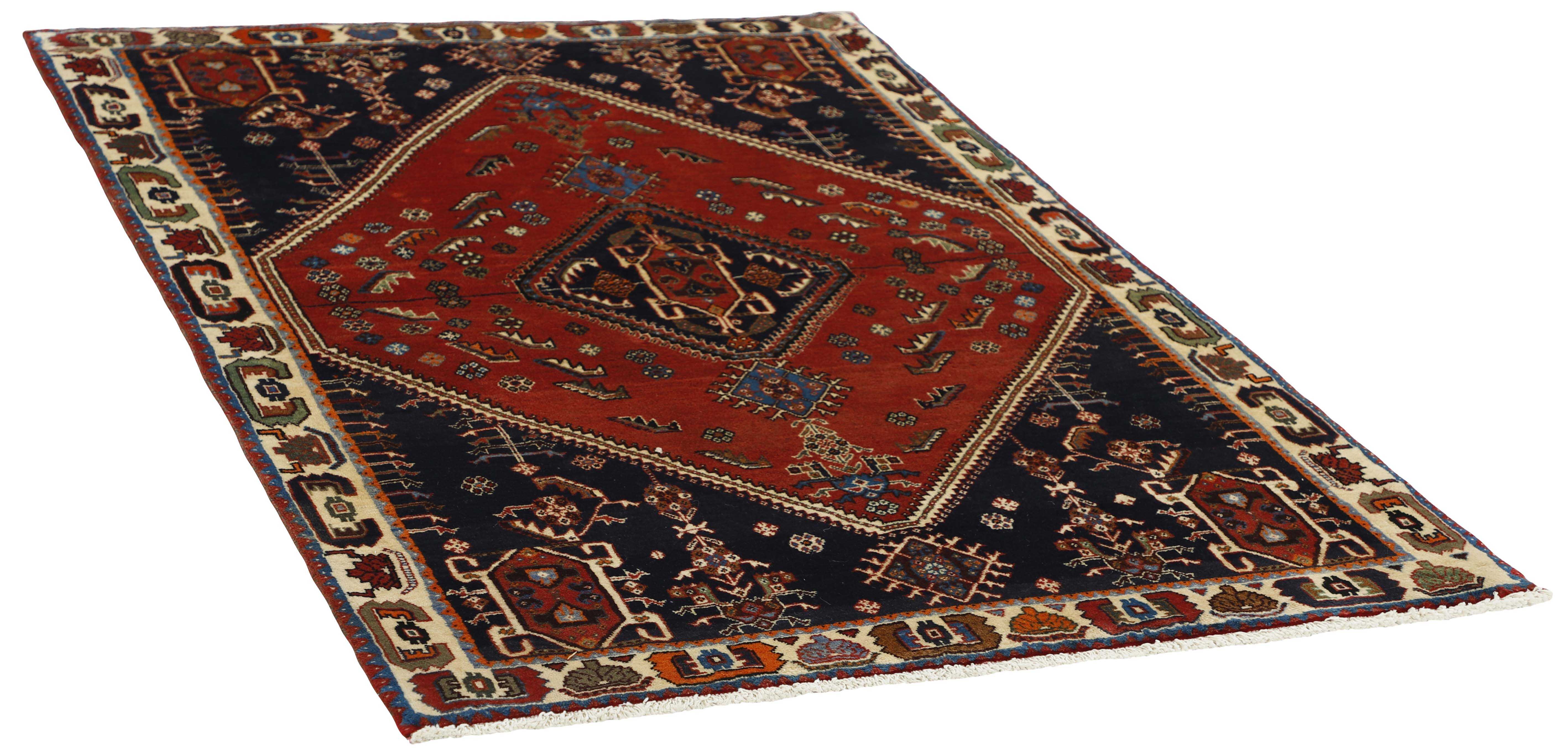 red and black persian rug with geometric design