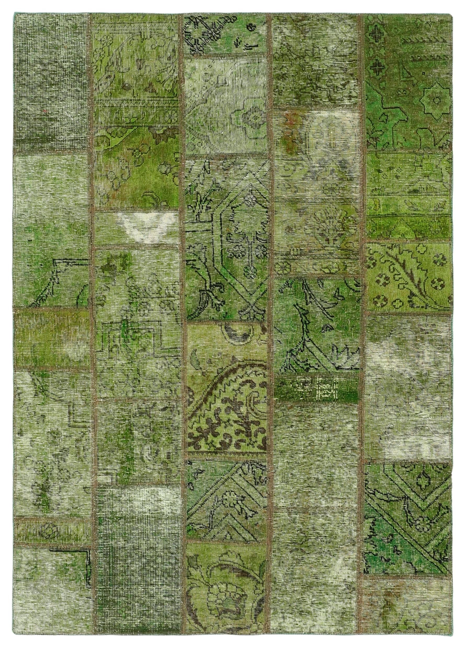 Authentic green patchwork persian rug