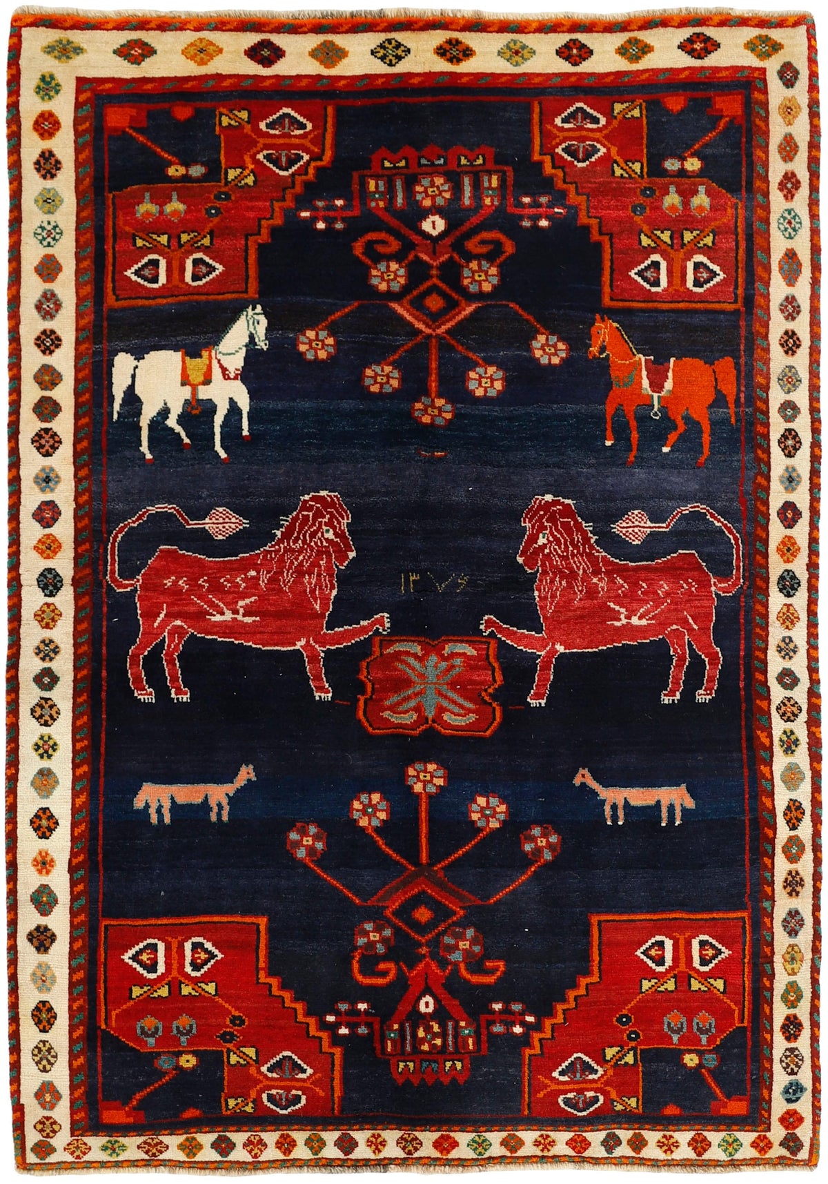 multicolour persian rug with figural design