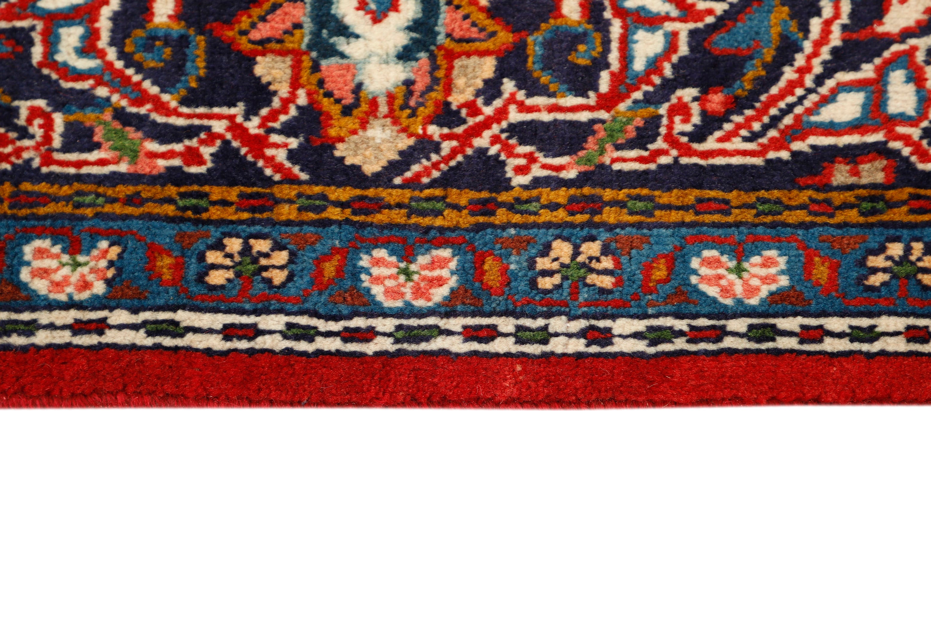 Authentic persian rug with traditional tribal geometric pattern in red and black