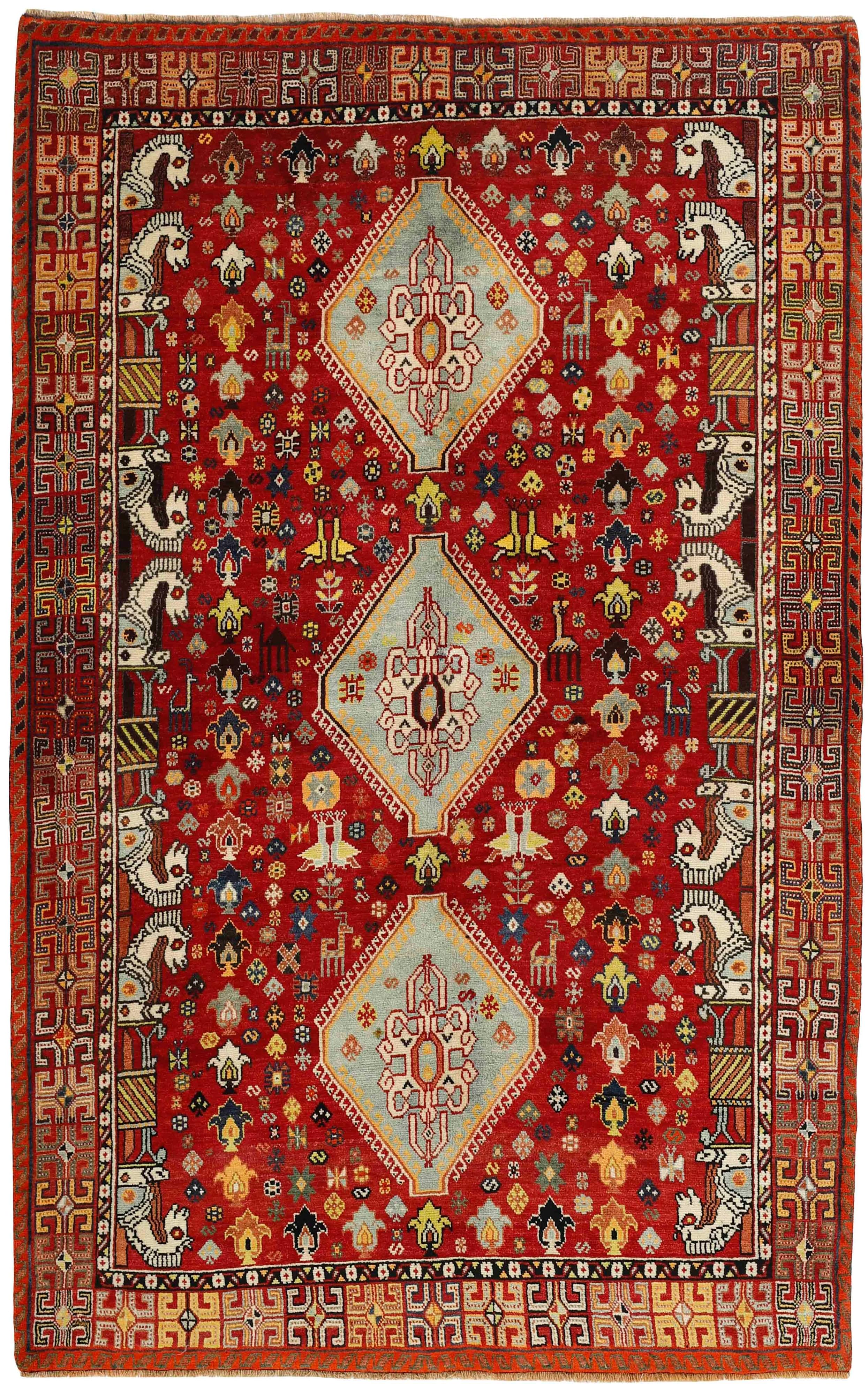 red and black persian rug with geometric design