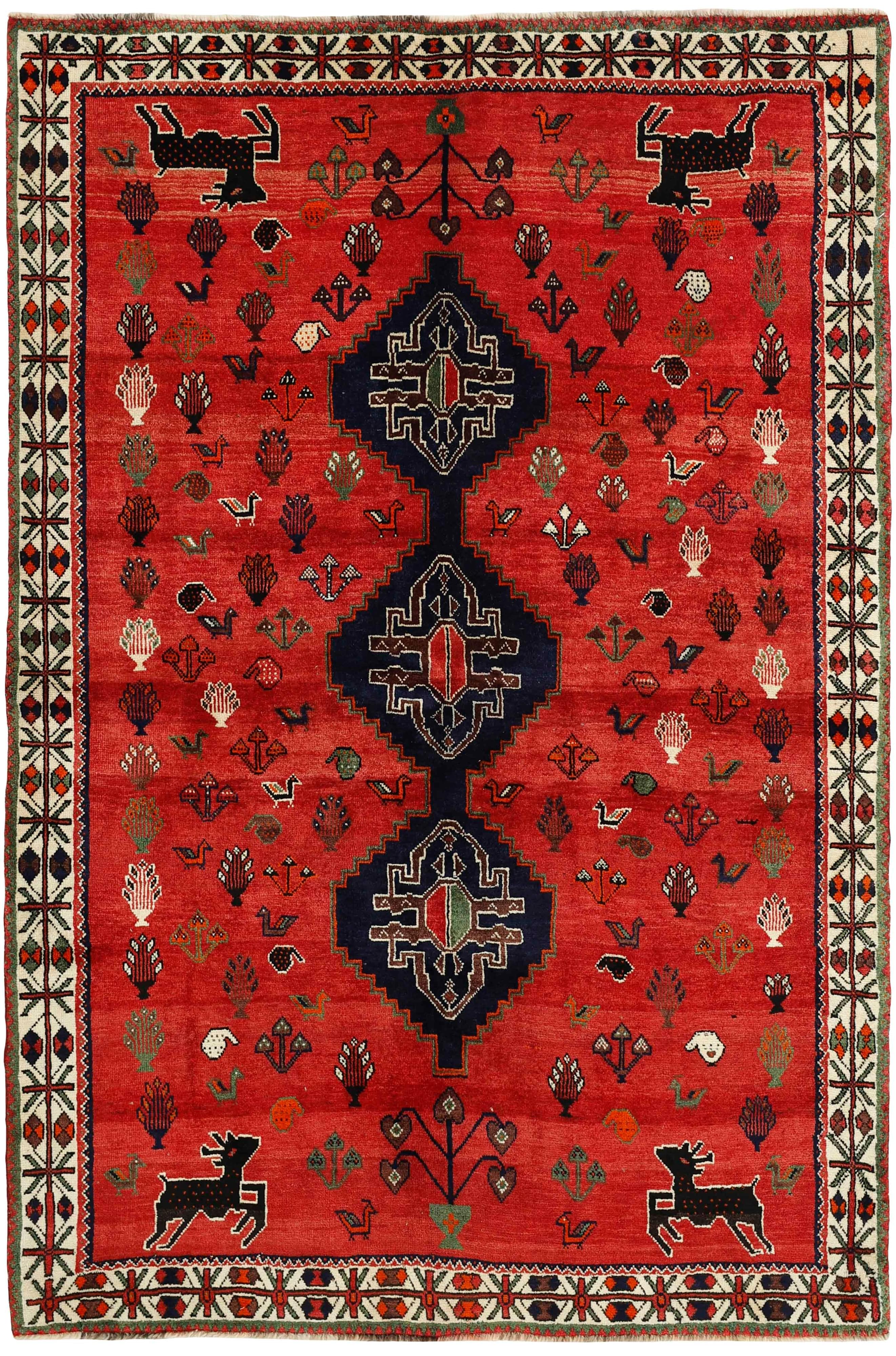 red and black persian rug with geometric design