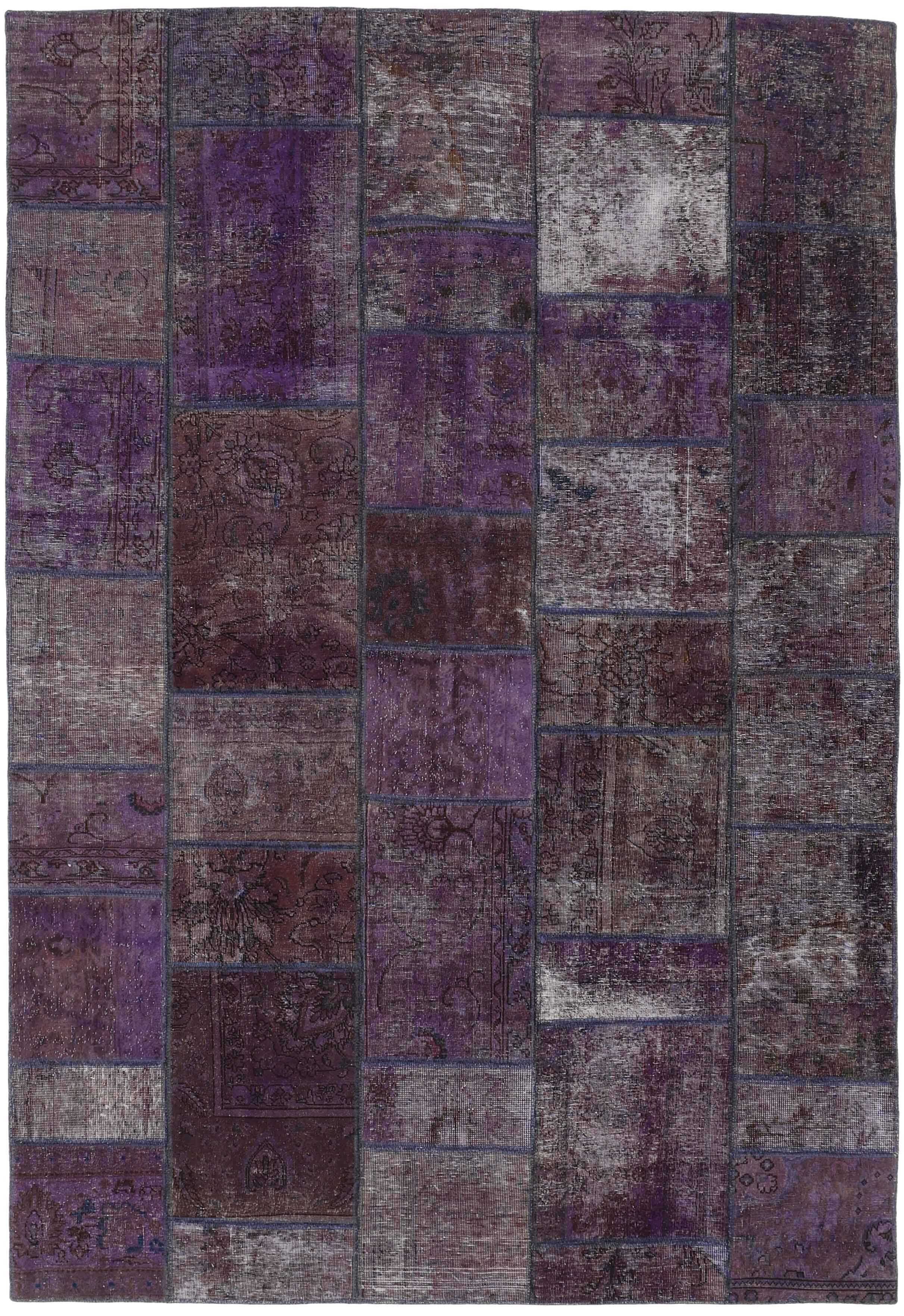 Authentic purple patchwork persian rug