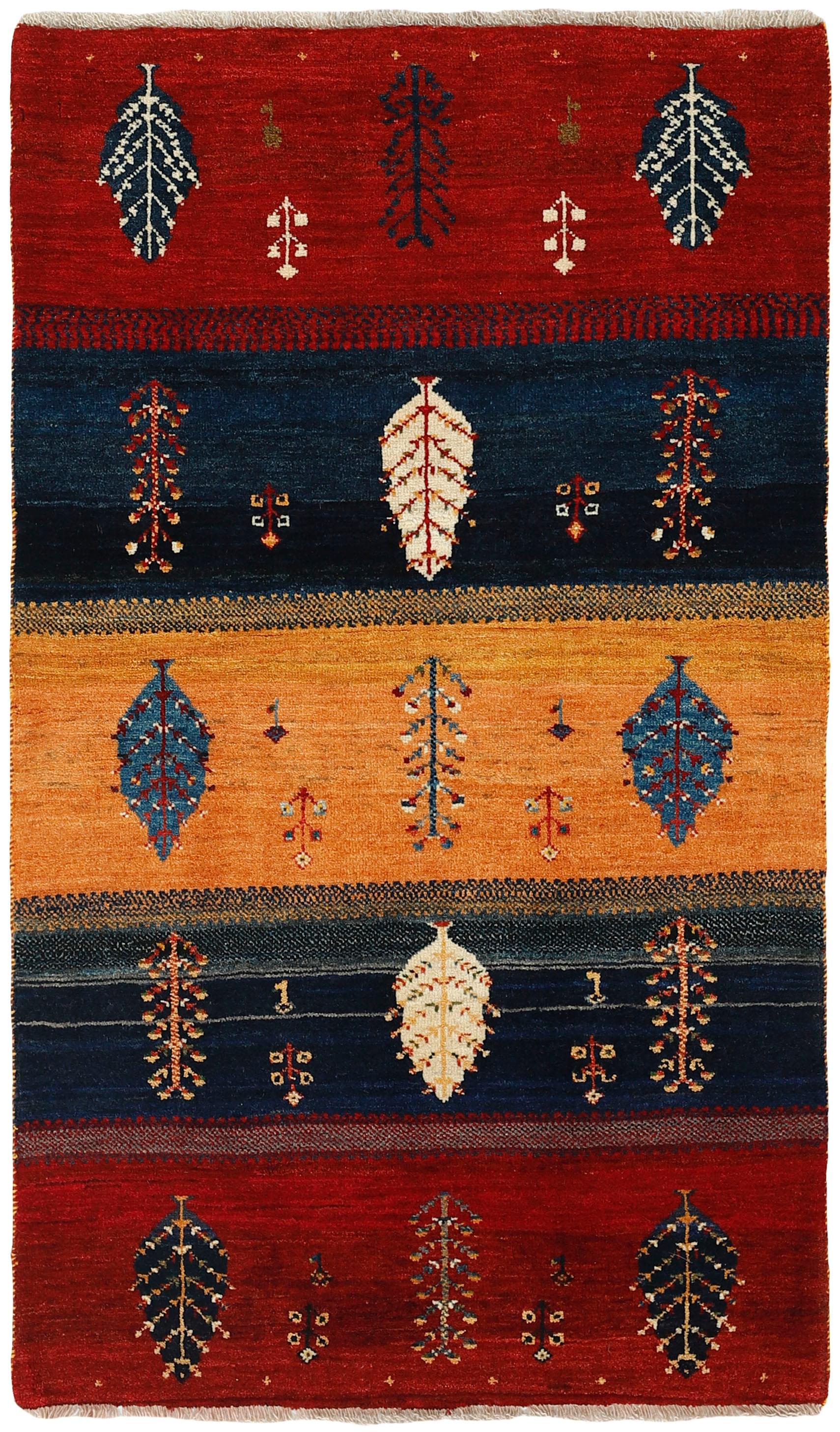 Multicoloured Persian rug with tribal geometric design