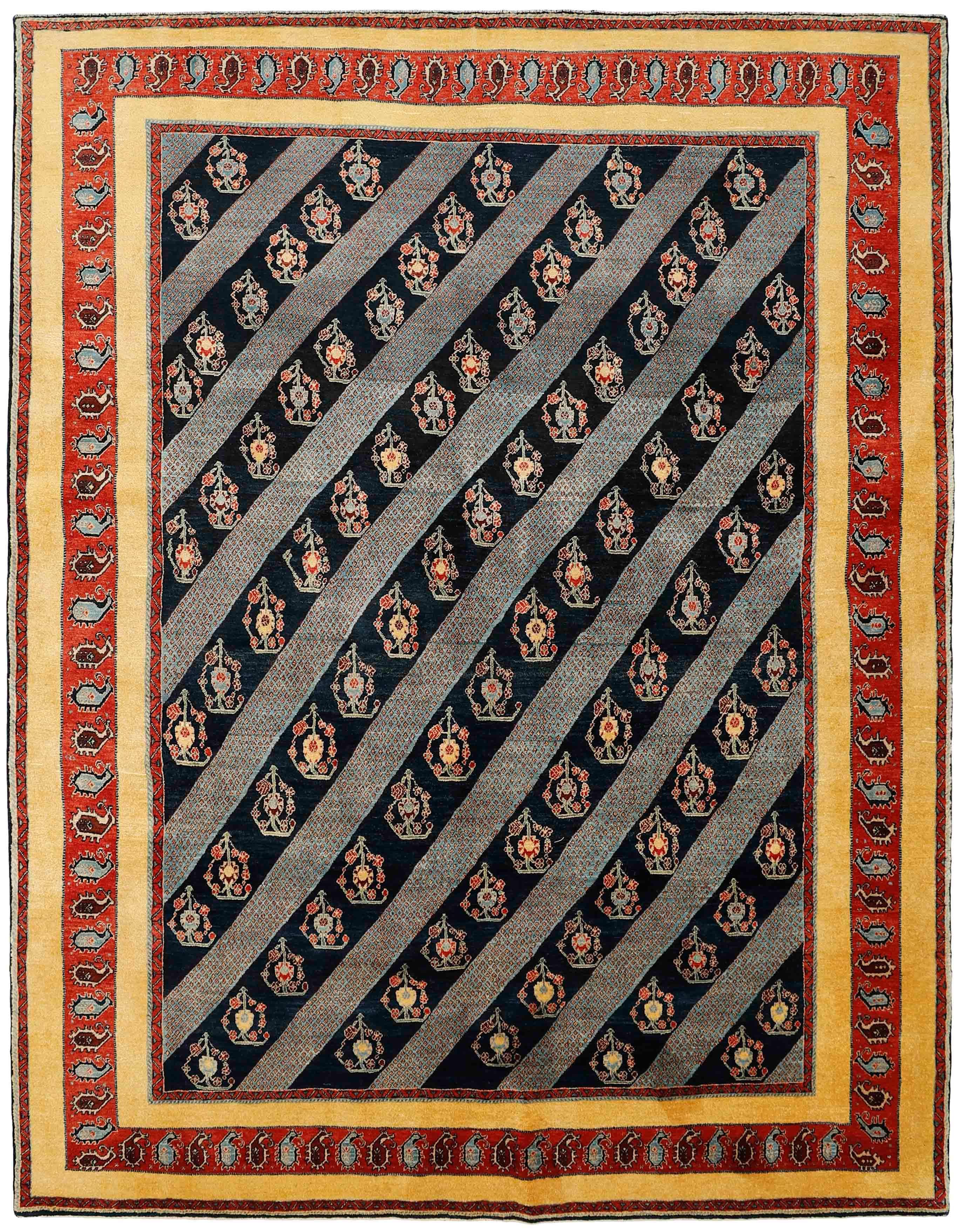 Multicoloured Persian rug with tribal geometric design