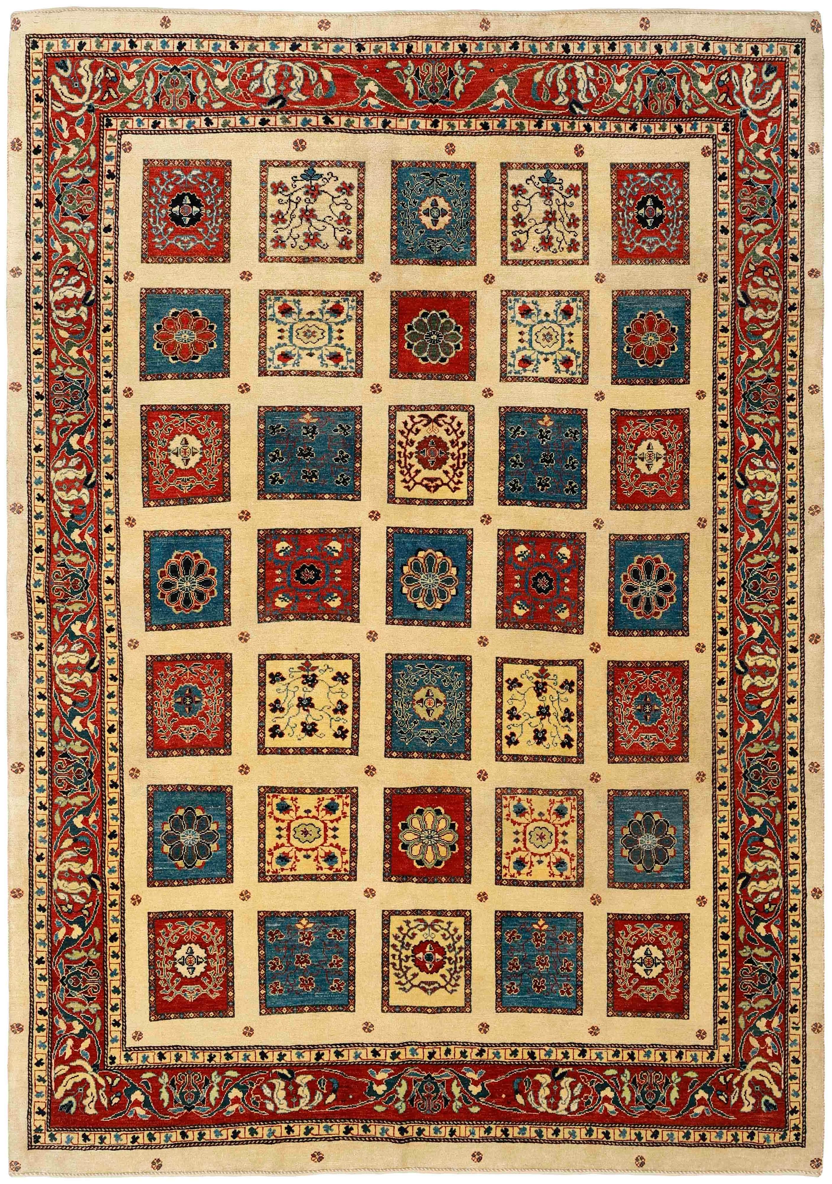 Multicoloured Persian rug with tribal geometric design