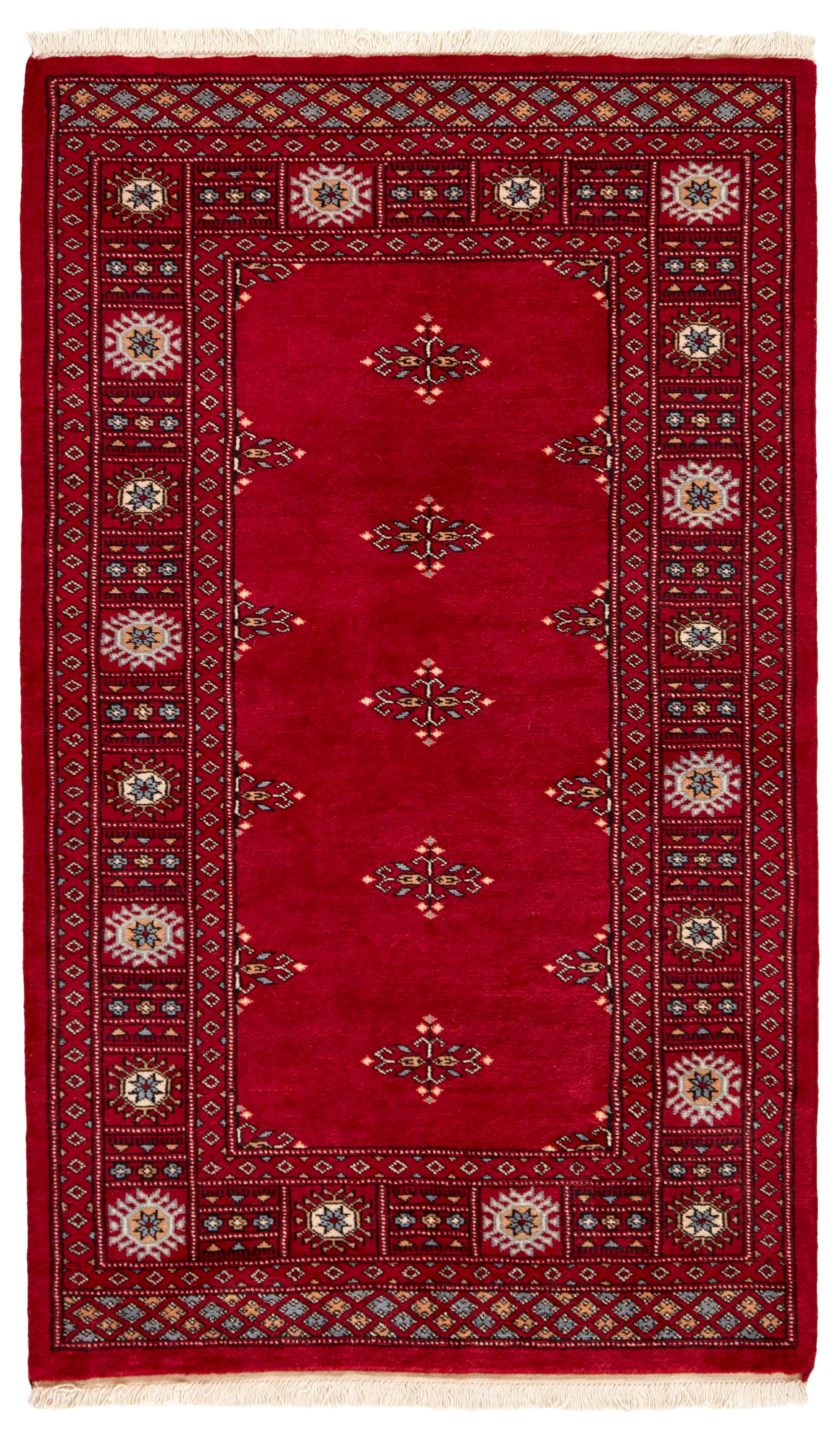 red oriental rug with traditional pattern