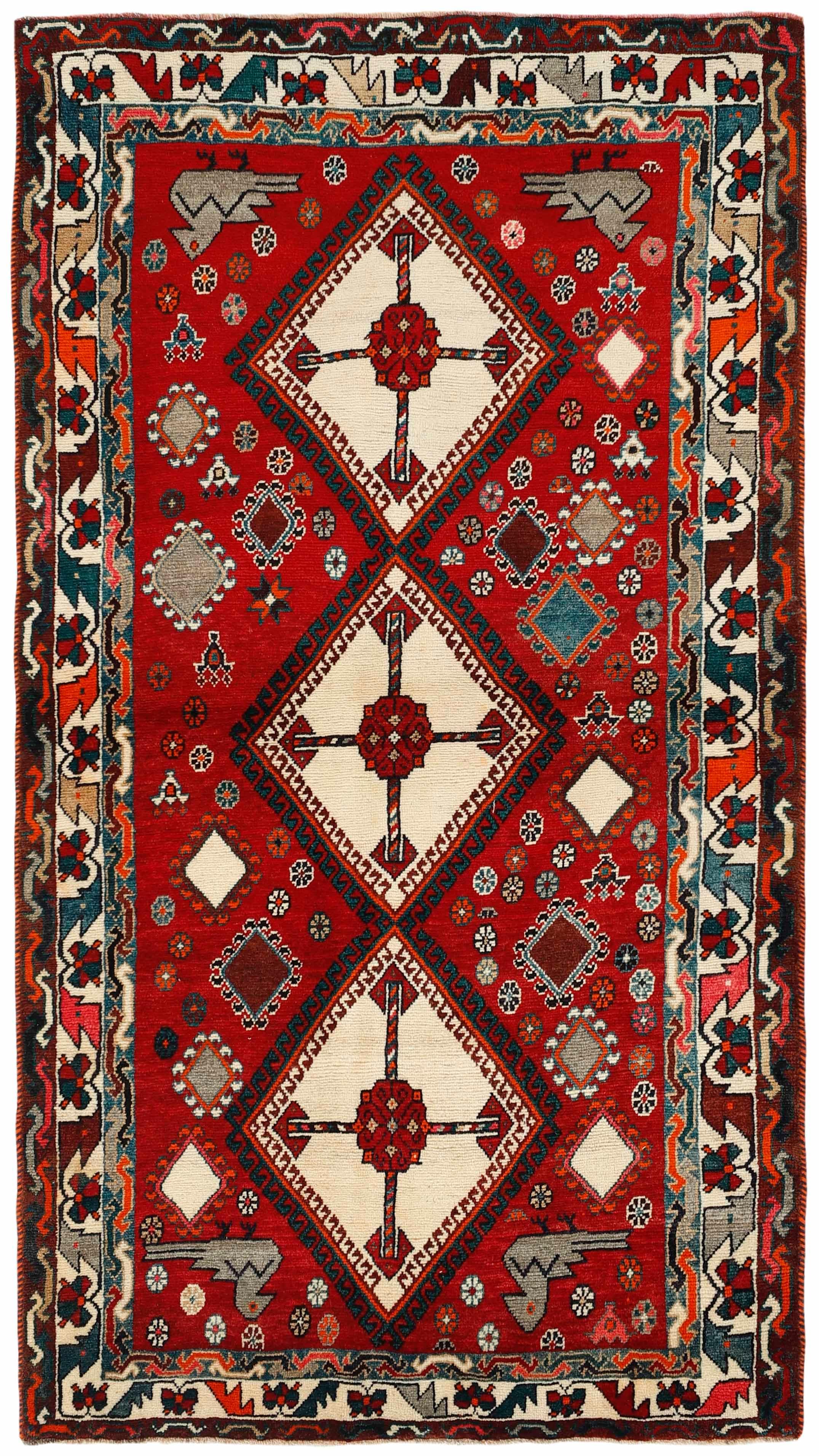 red and black persian rug with geometric design