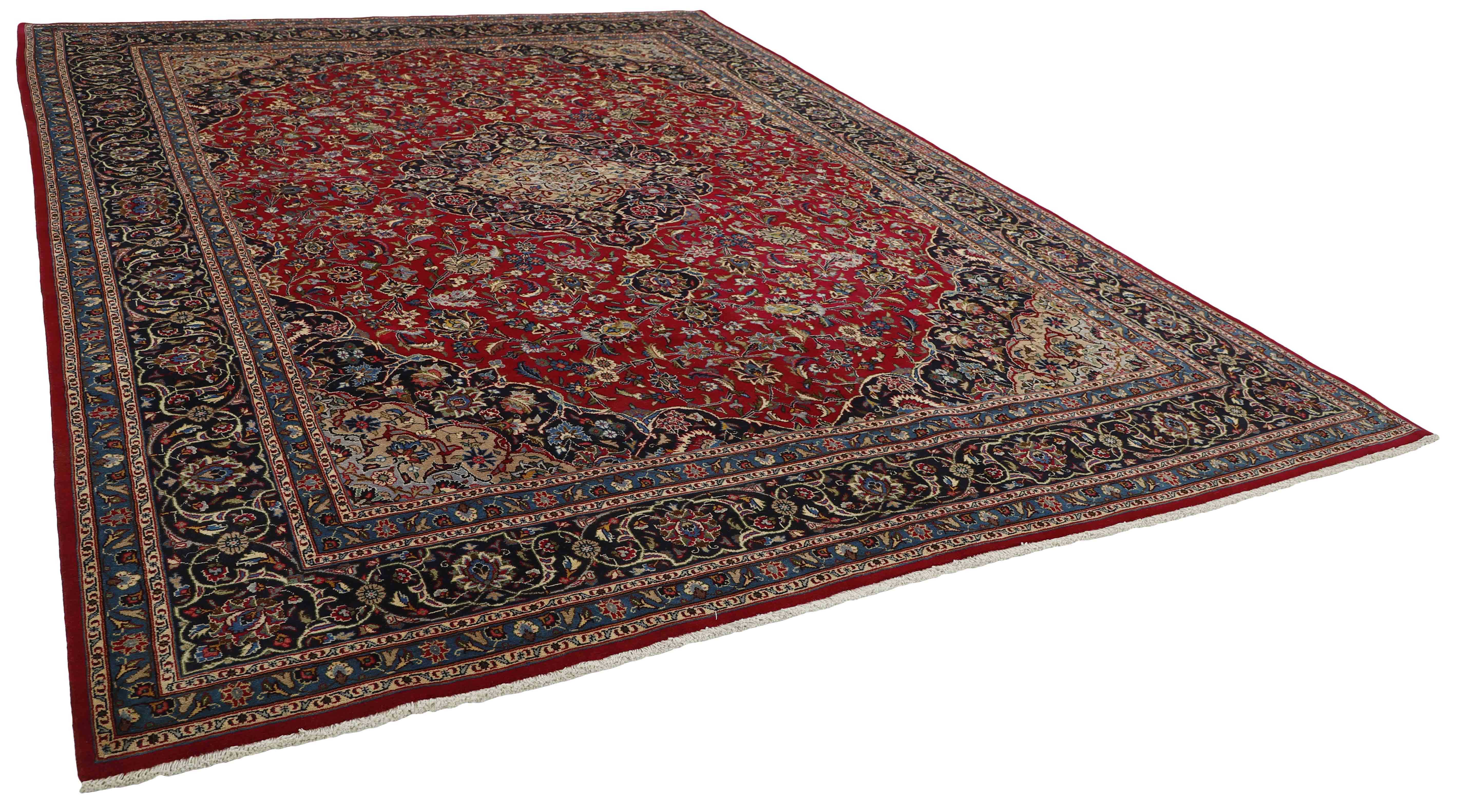 Authentic persian rug with a traditional floral design in red