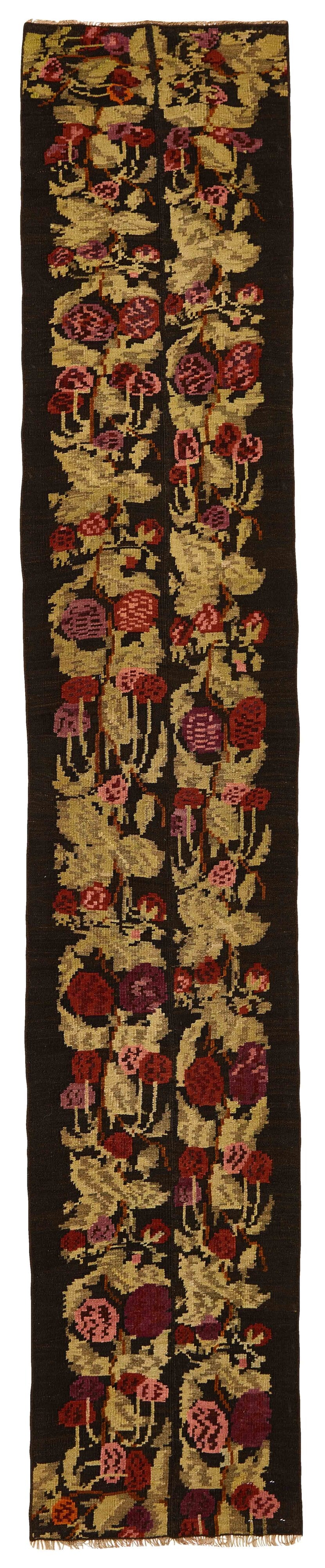 authentic oriental kelim runner with floral design