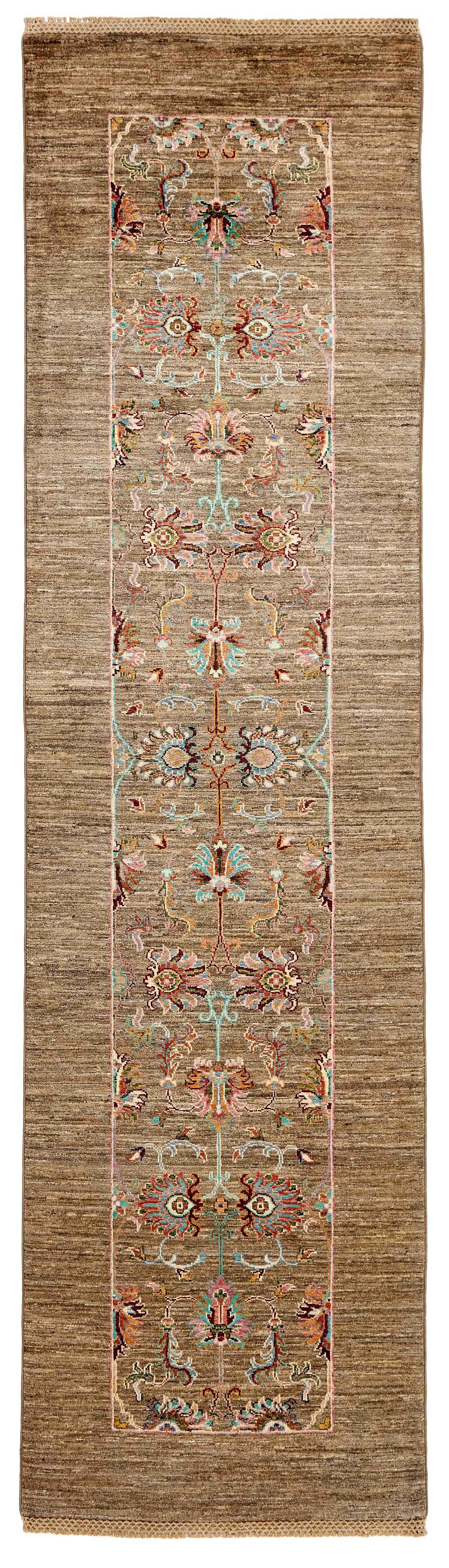 oriental runner with red and beige floral pattern