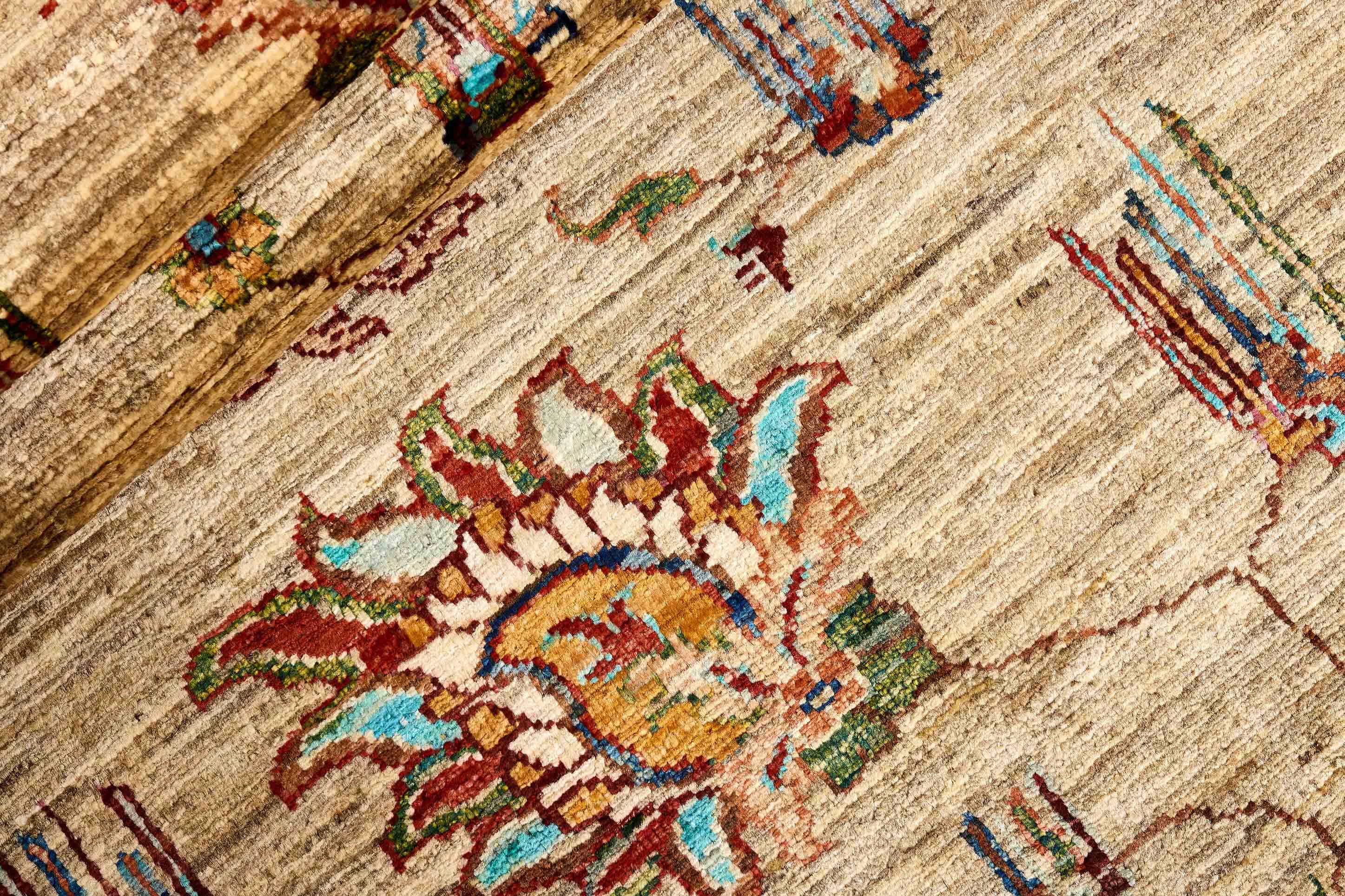 oriental runner with red and beige floral pattern