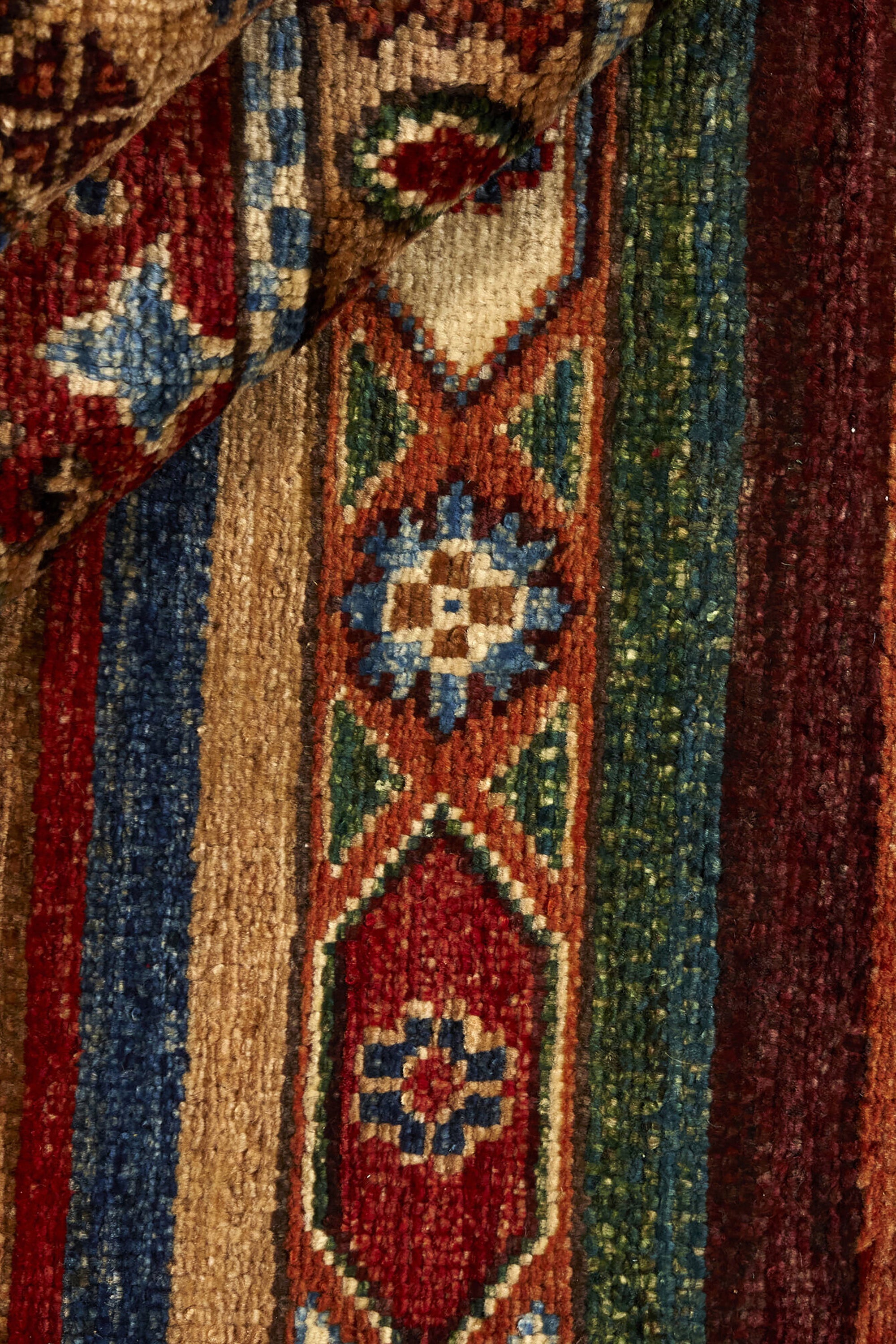Authentic multicolour shall rug with traditional pattern