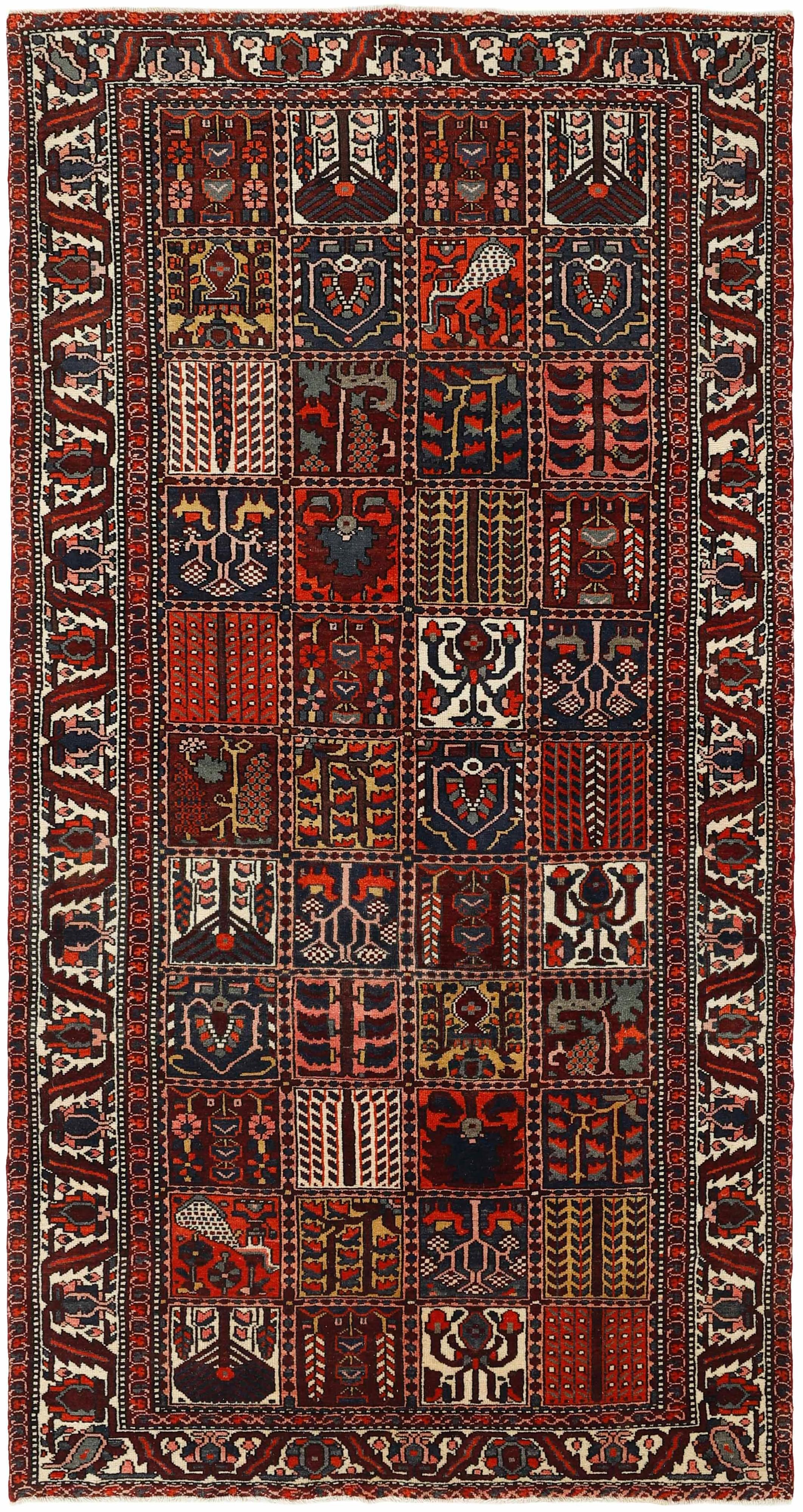 Authentic persian rug with traditional pattern in multicolour