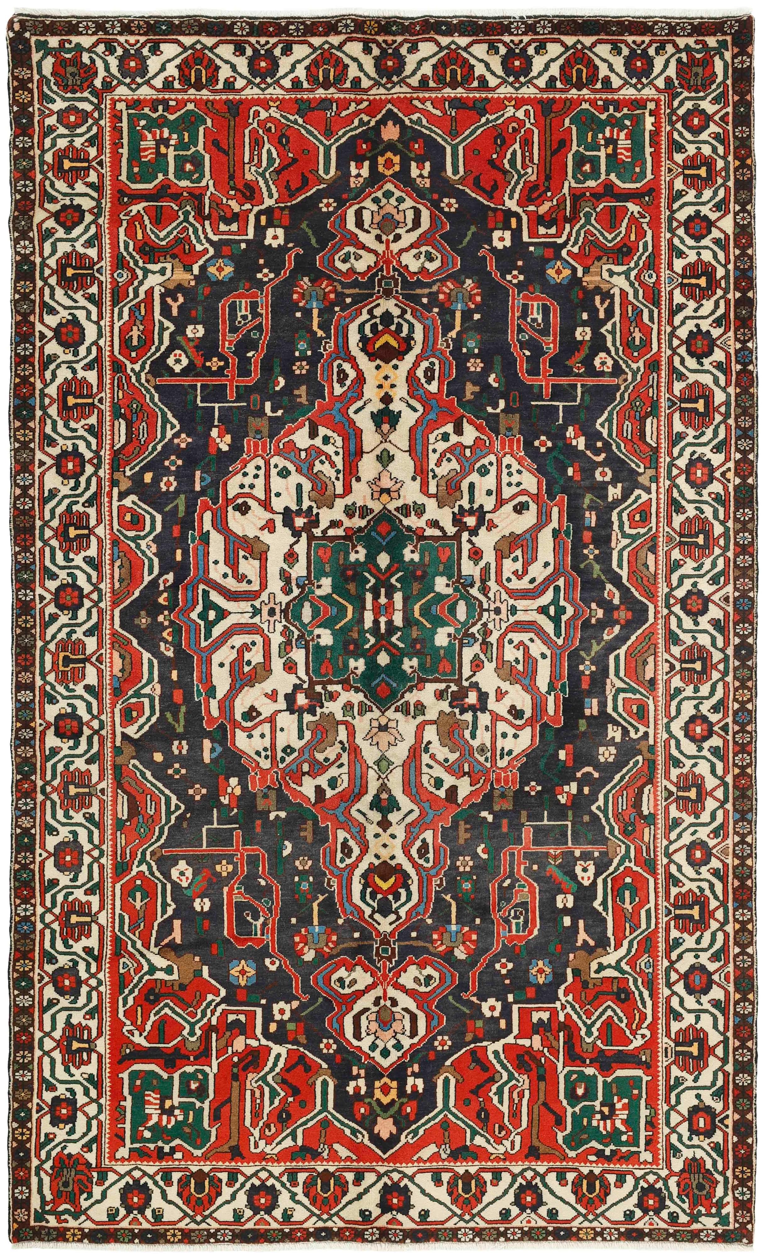 Authentic persian rug with traditional pattern in multicolour