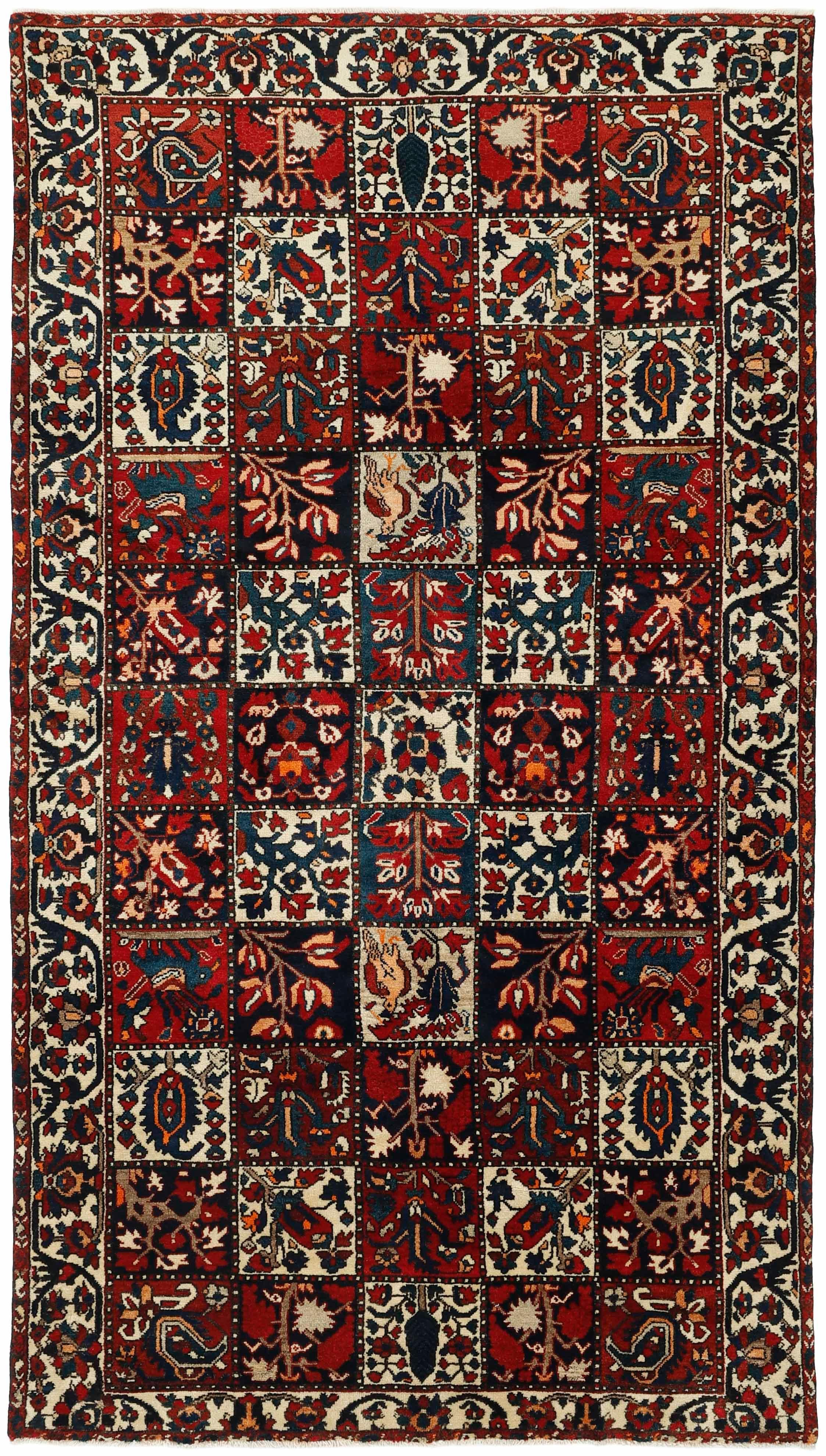 Authentic persian rug with traditional pattern in multicolour