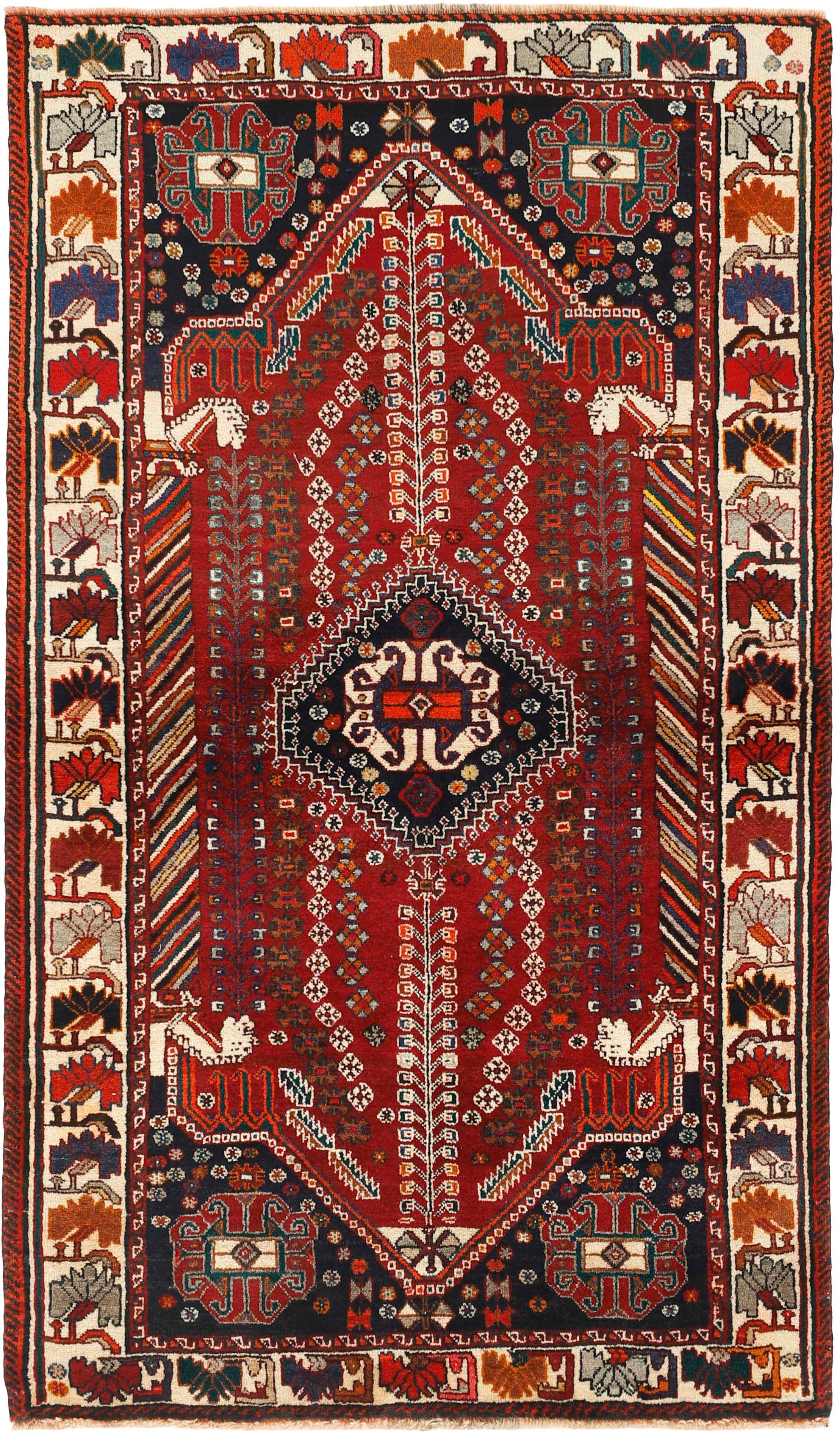 red and black persian rug with geometric design