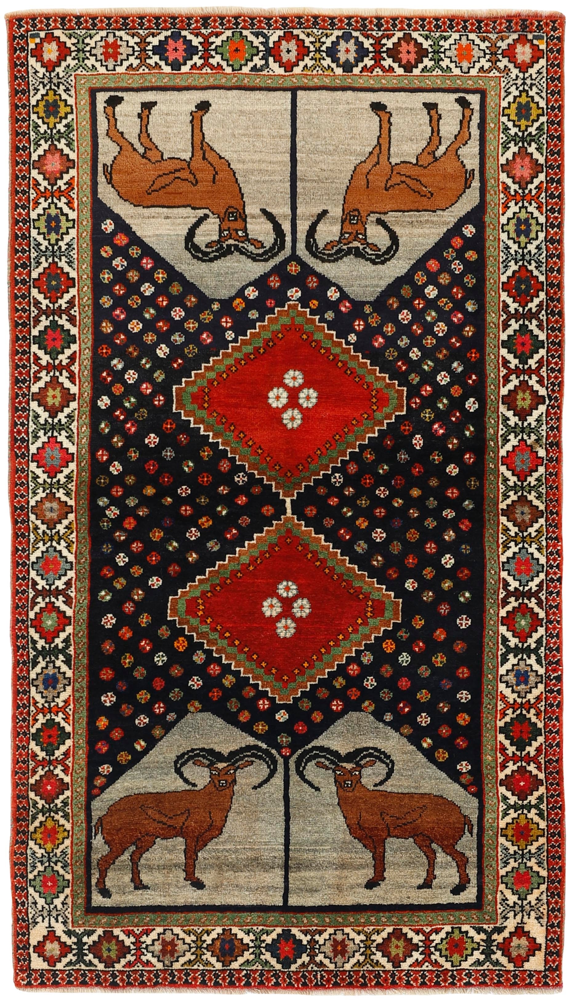 multicolour persian rug with figural design