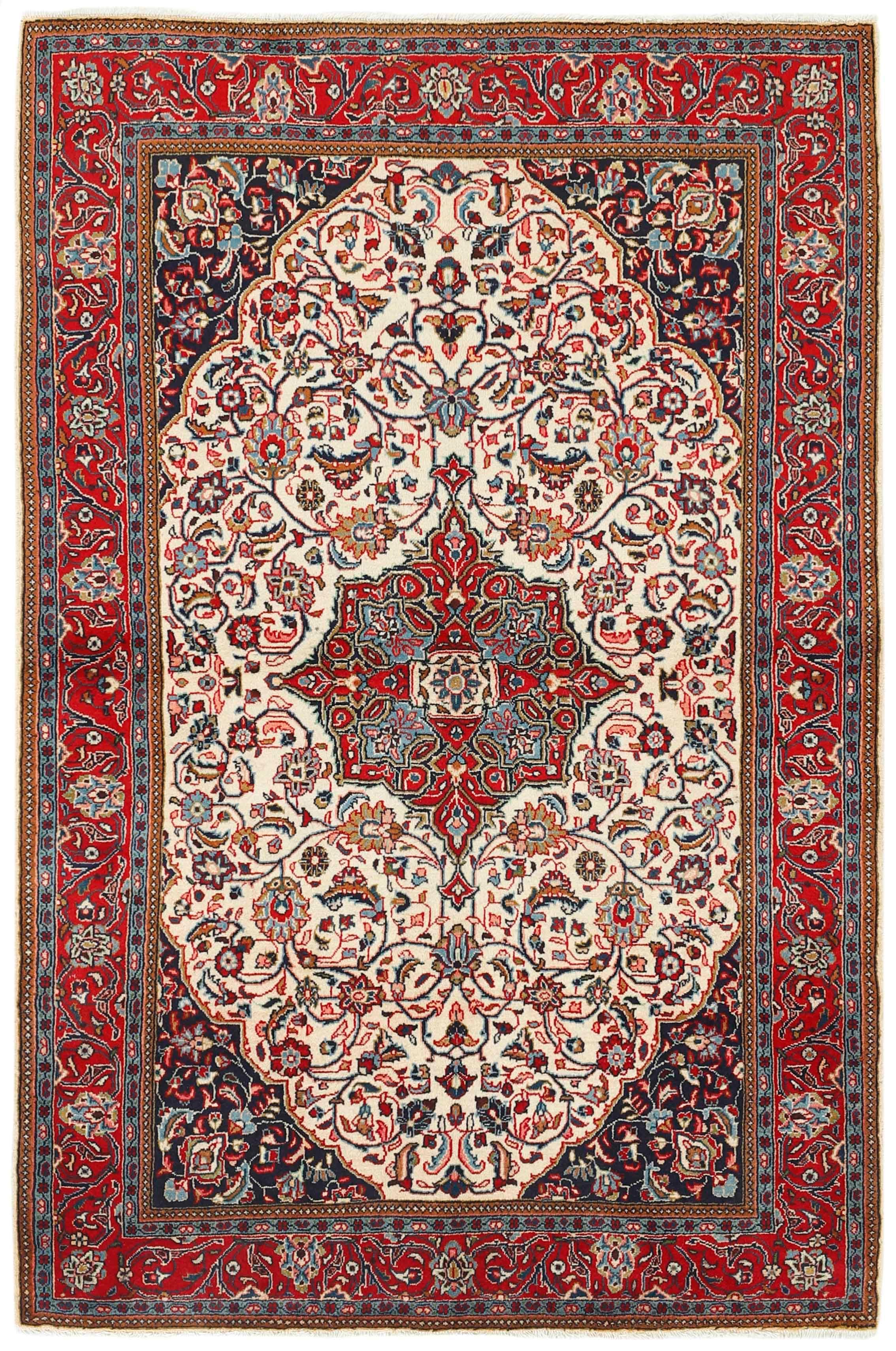 Authentic persian rug with traditional floral design in red