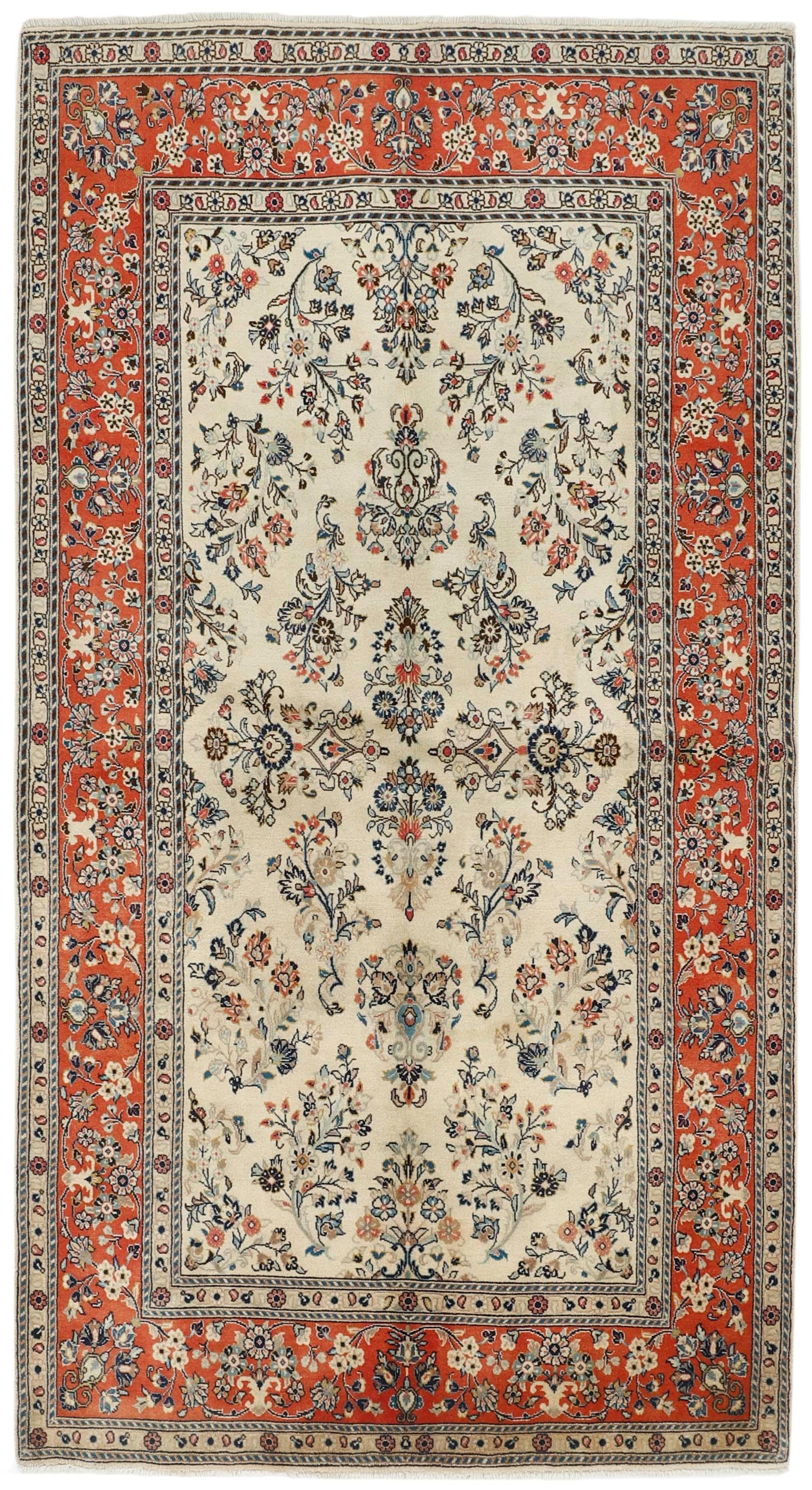 Authentic persian rug with Traditionalfloral design in red and blue