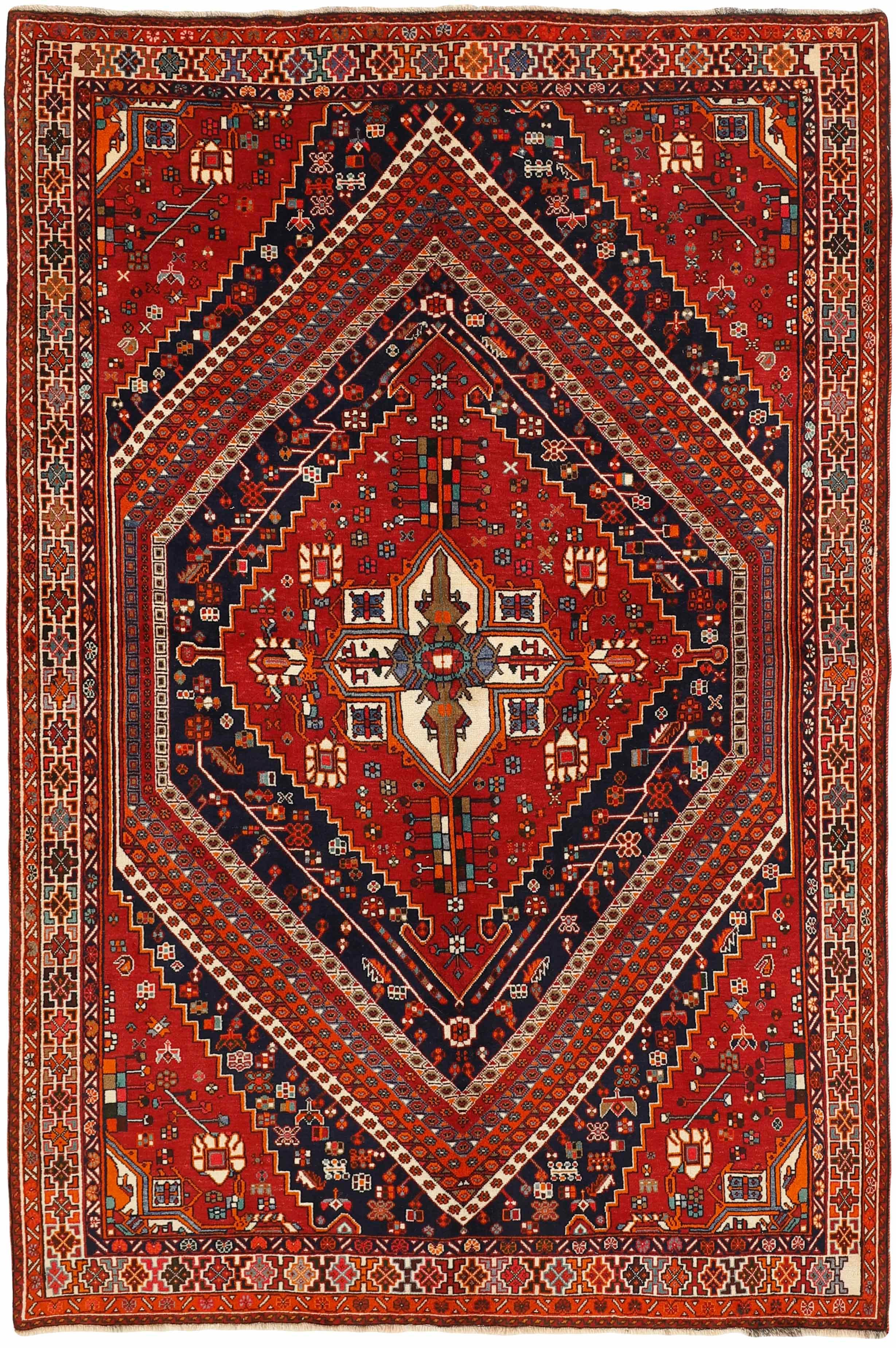 red and black persian rug with geometric design