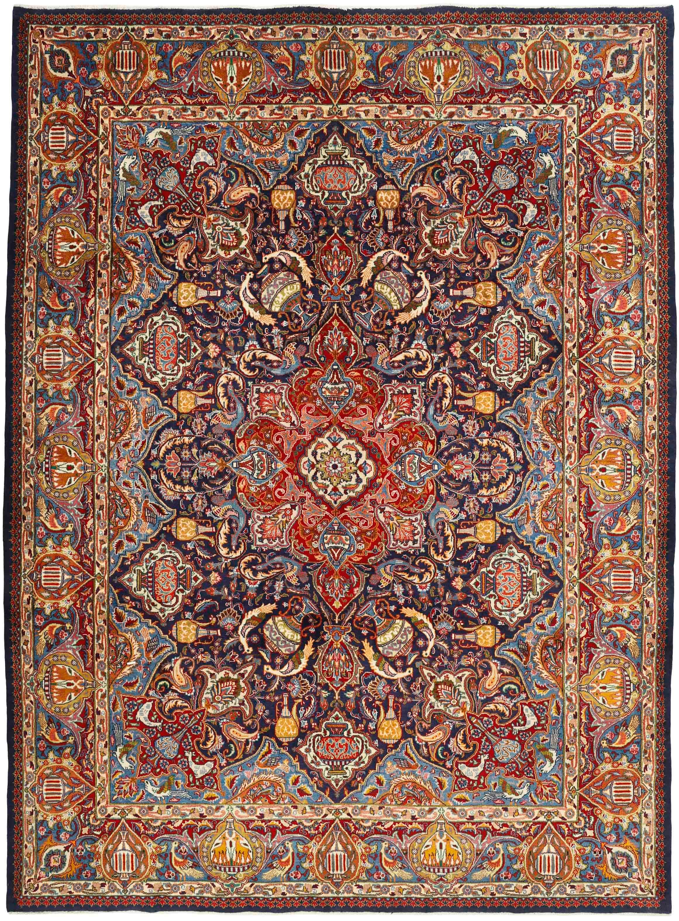 Authentic persian rug with a traditional floral design in red