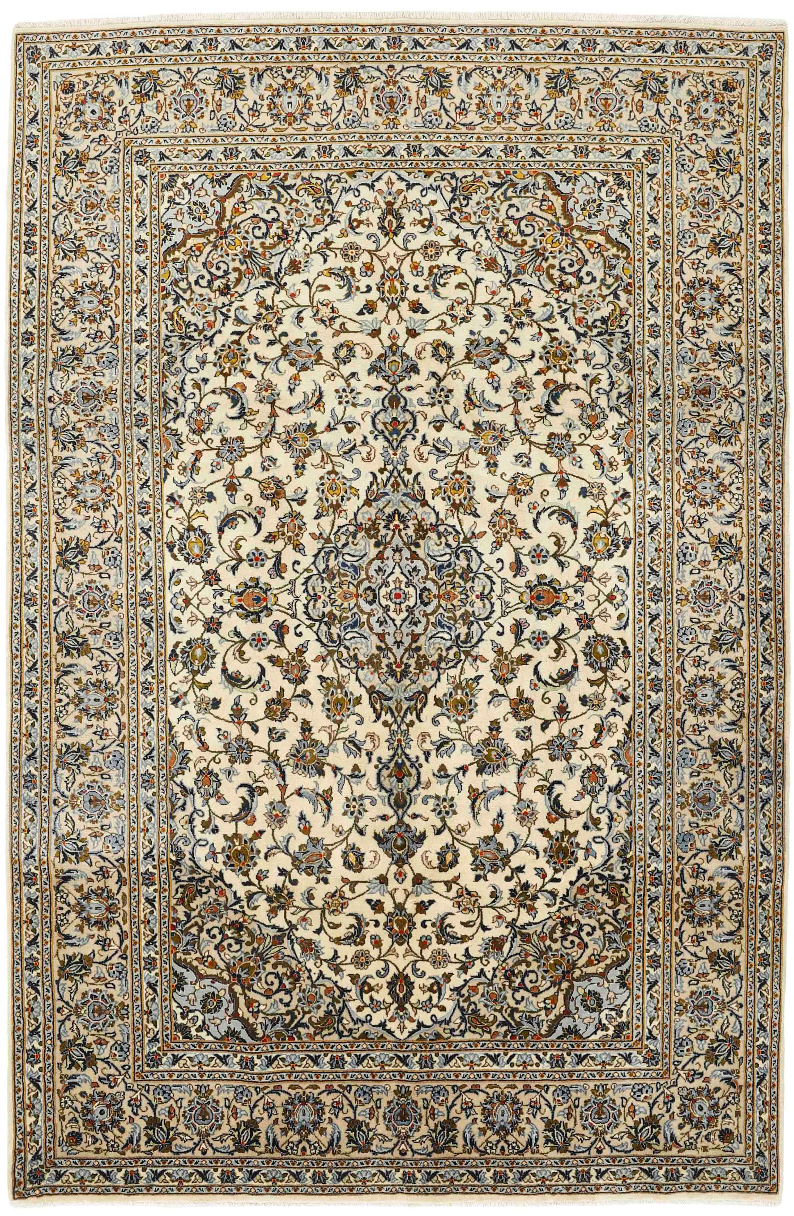 Authentic persian rug with traditional floral design in beige