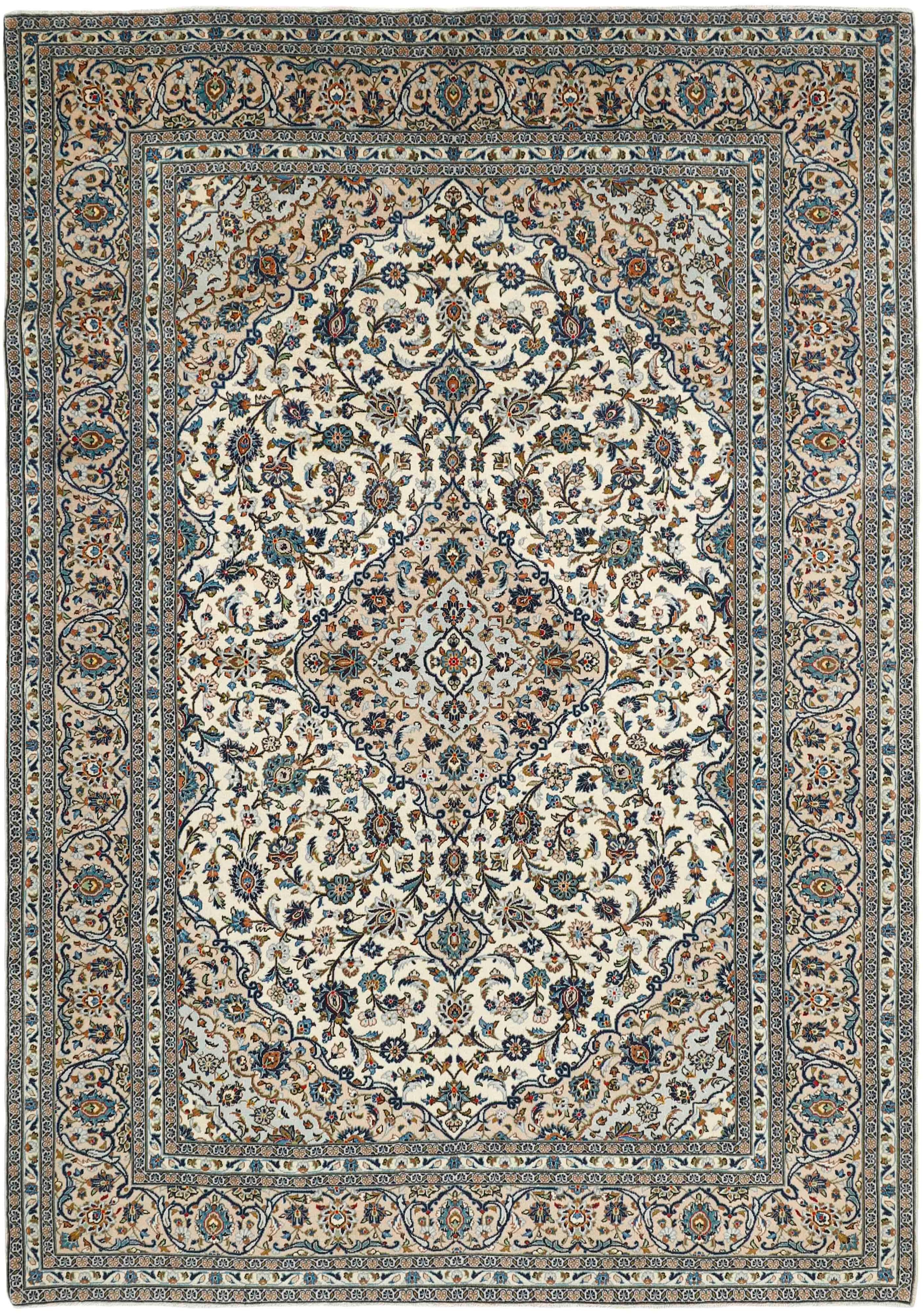 Authentic persian rug with traditional floral design in beige