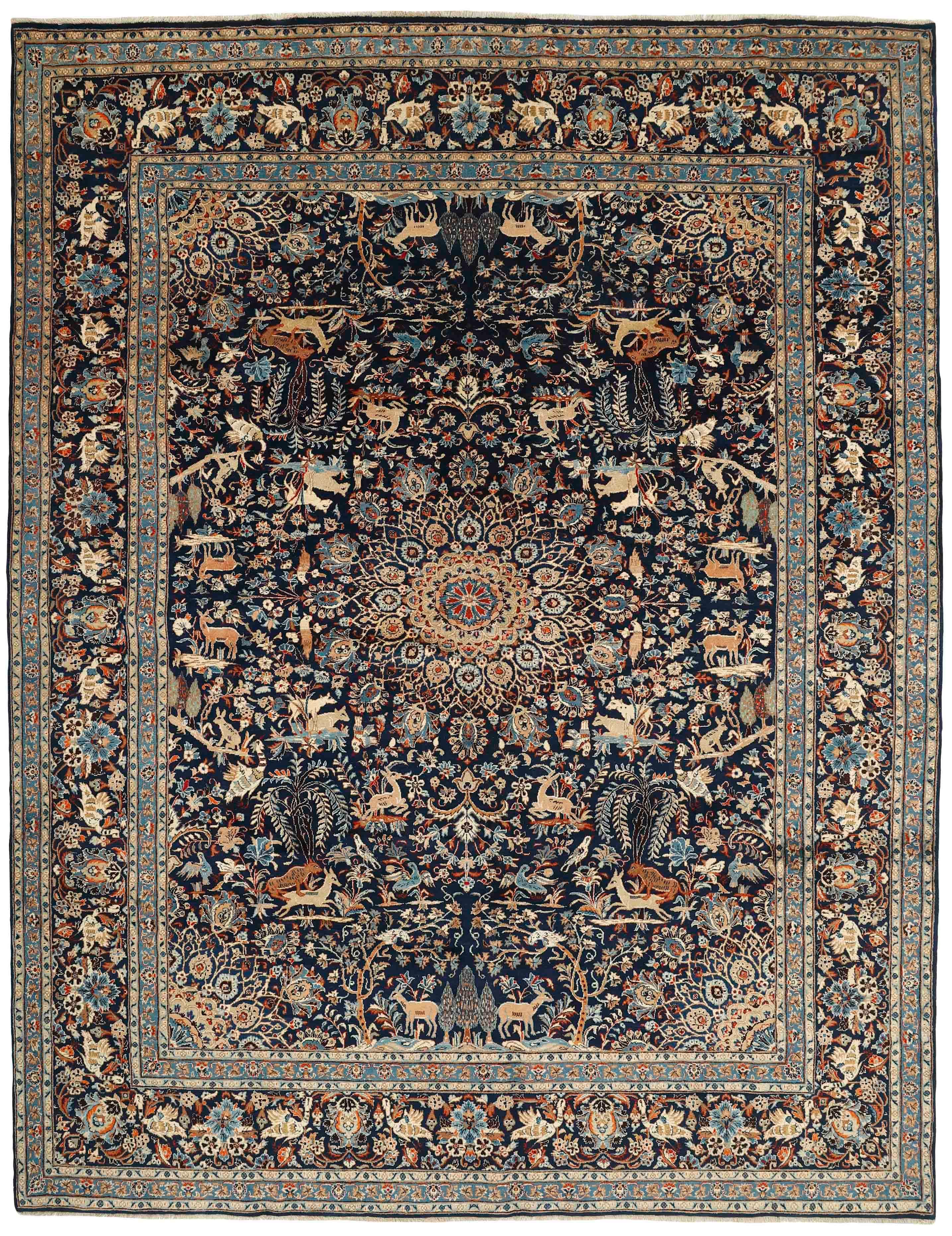 Authentic persian rug with a traditional floral design in multicolour
