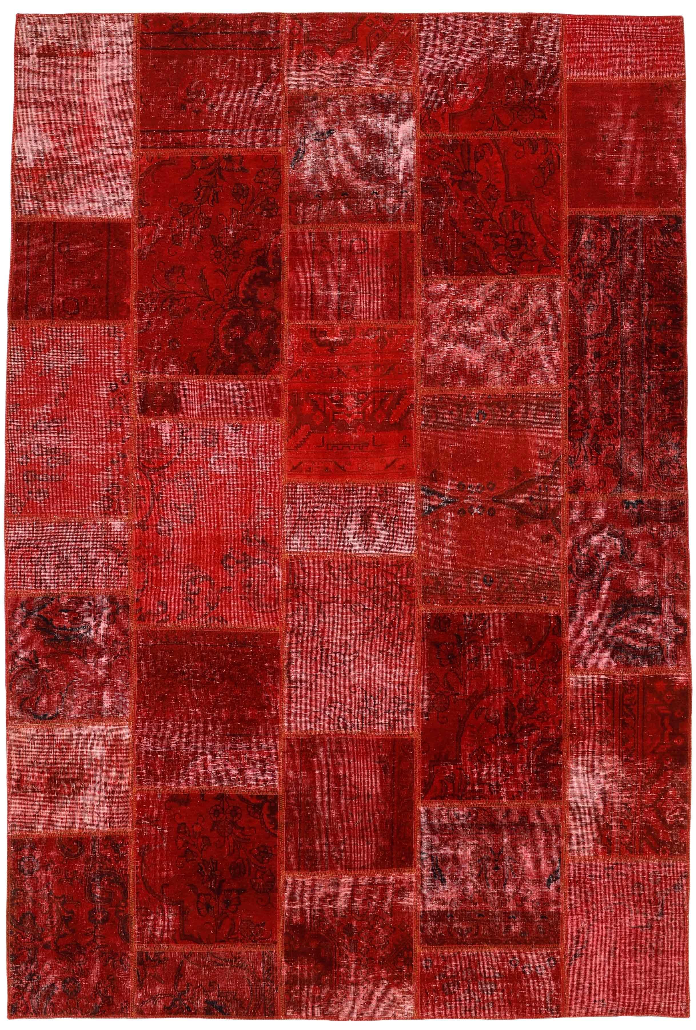 Authentic red patchwork persian rug