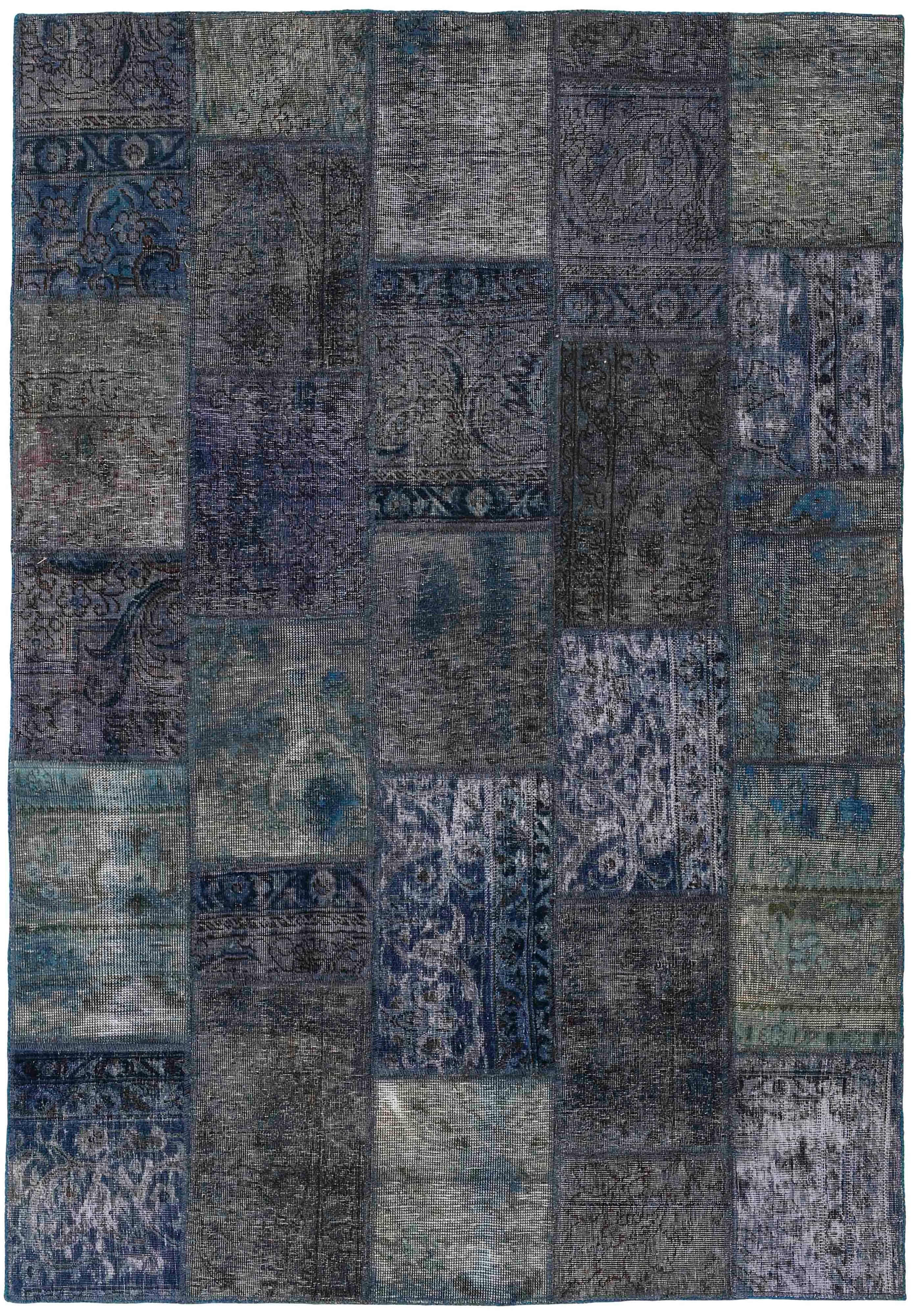 Authentic blue patchwork persian rug